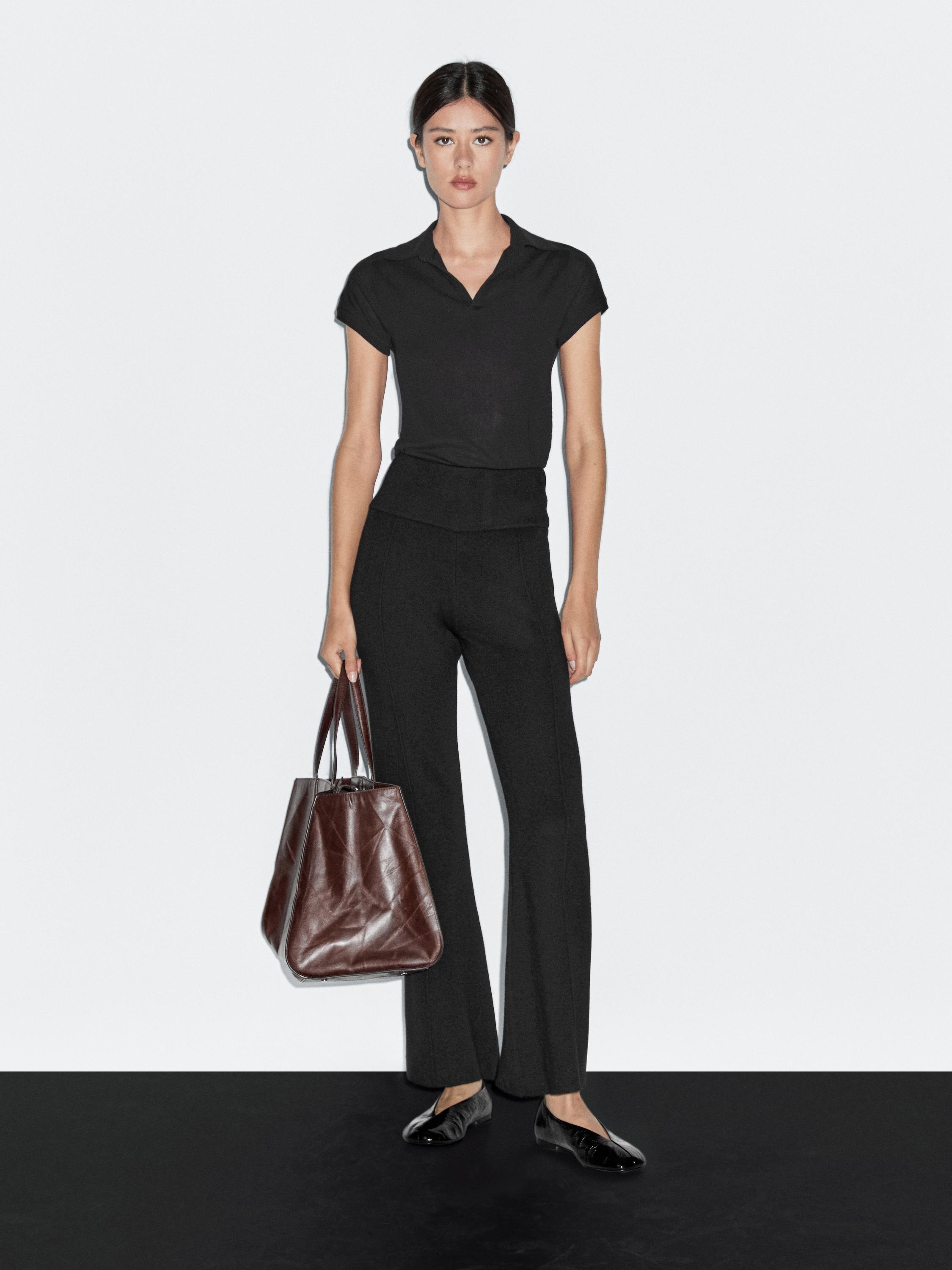 Flared knit trousers
