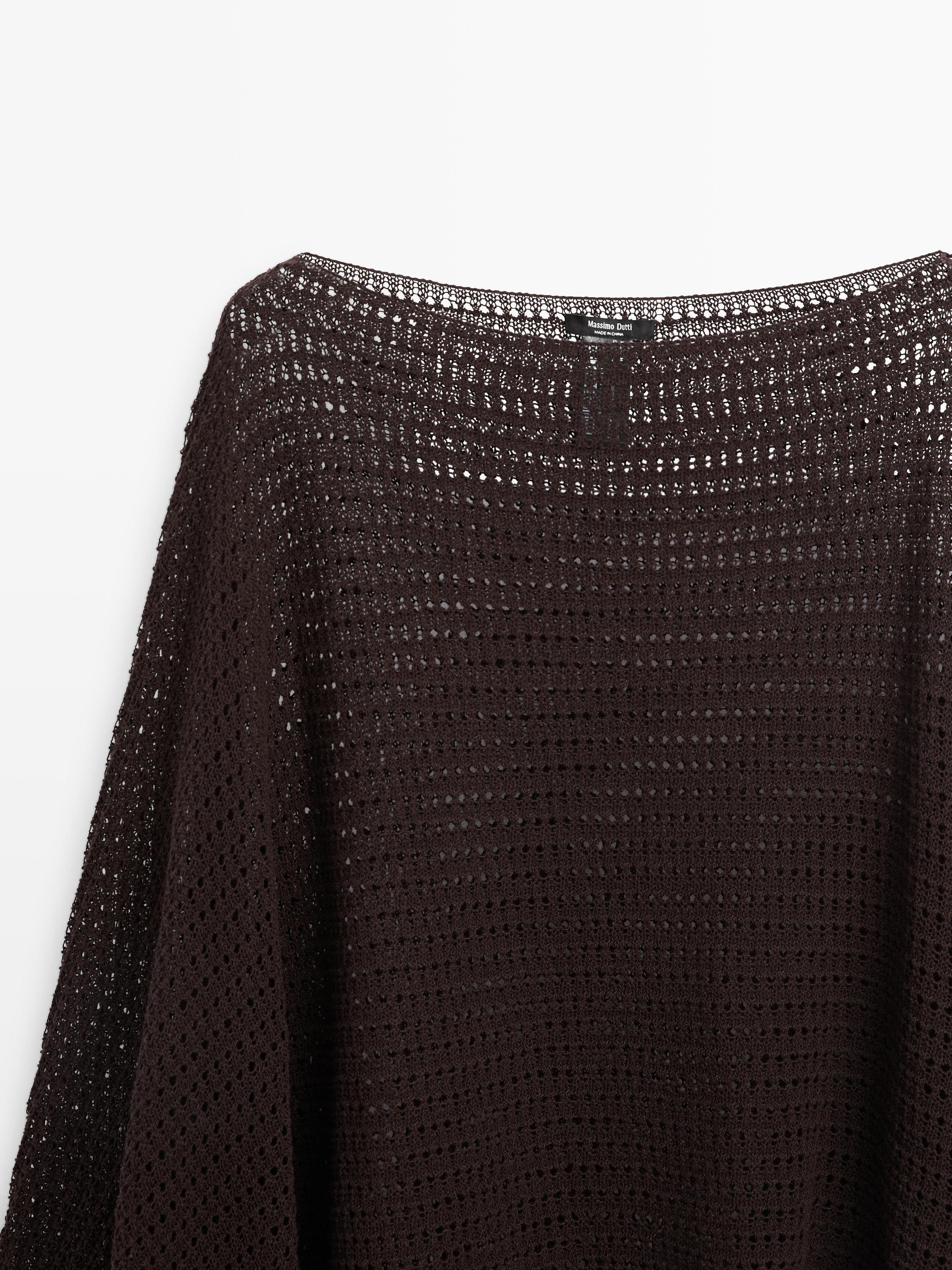 Pamuklu ajur detaylı pelerin