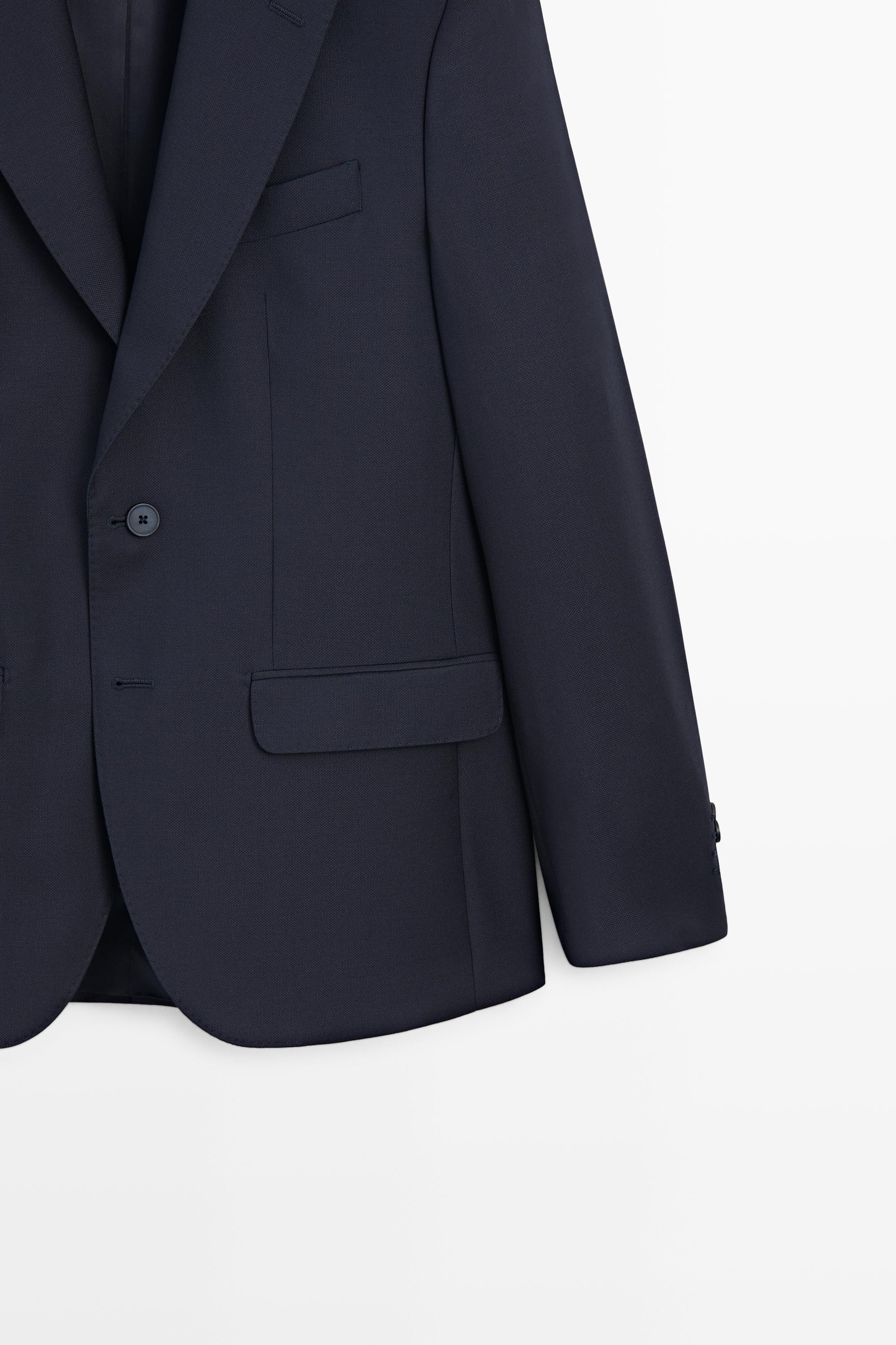 Textured suit blazer — NAVY BLUE