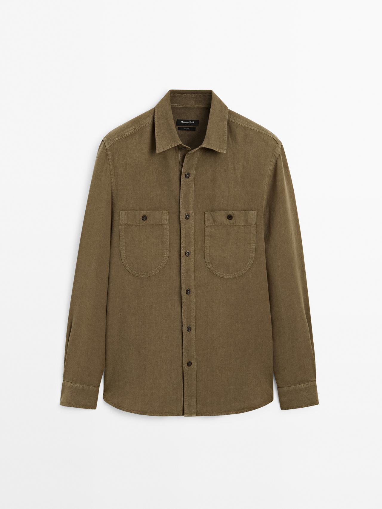 Massimo Dutti - Herre - Relaxed Fit Overskjorte - Grøn - L