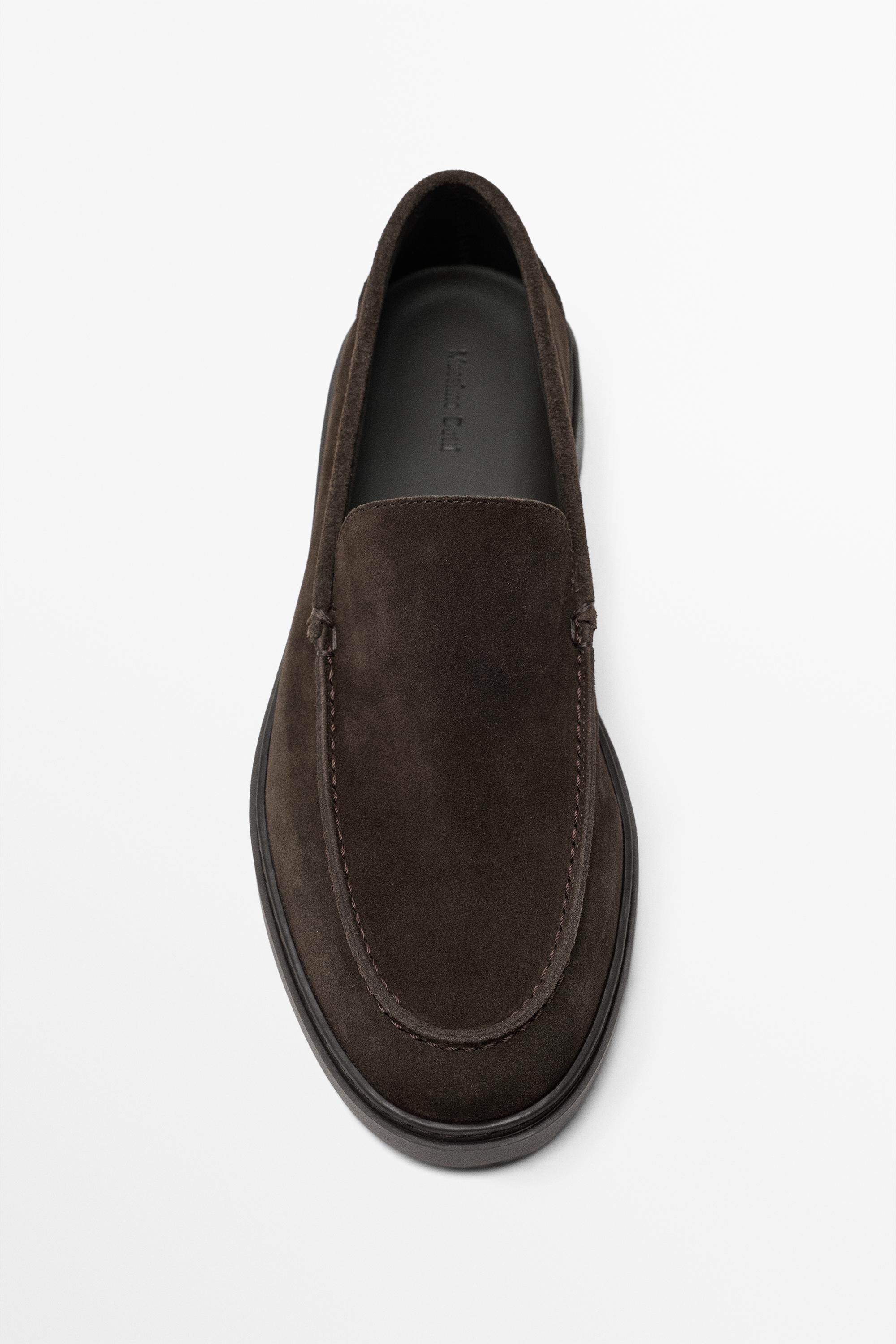 Split suede leather loafer — BROWN