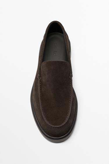 Split suede leather loafer — BROWN 2