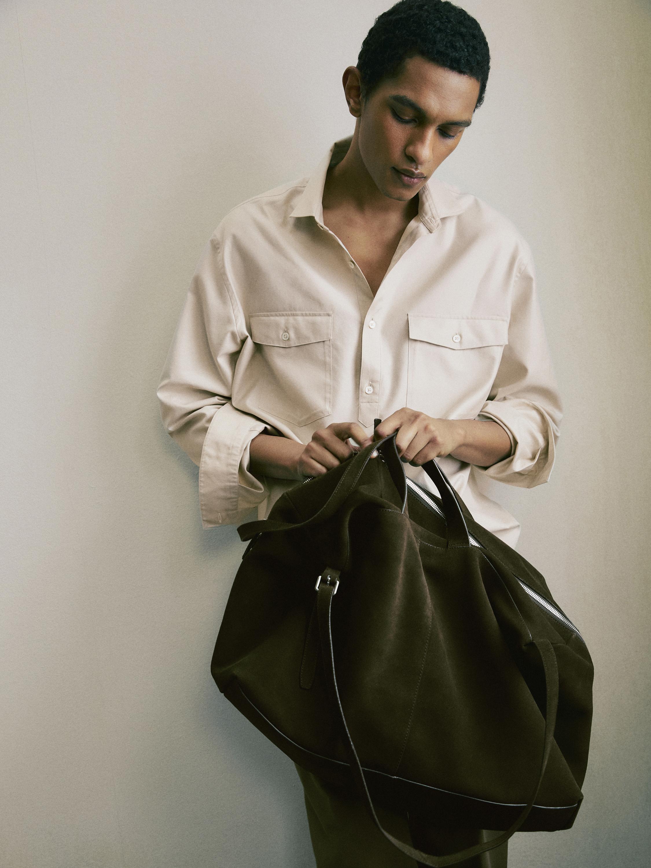 Cotton shirt with pockets — BEIGE