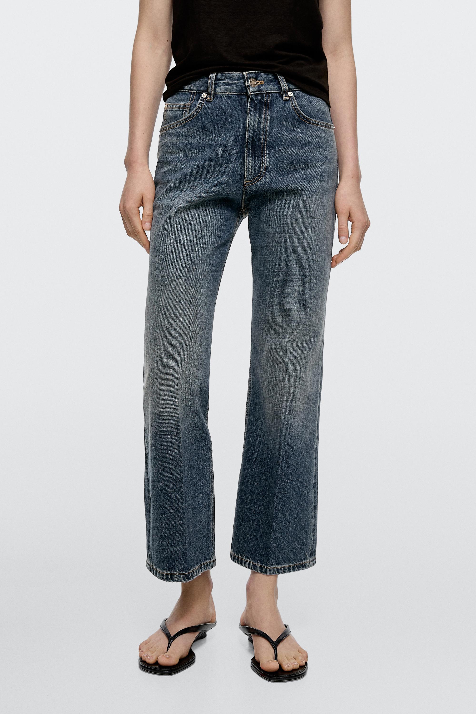 Mid-rise cropped flare fit jeans — MEDIUM BLUE