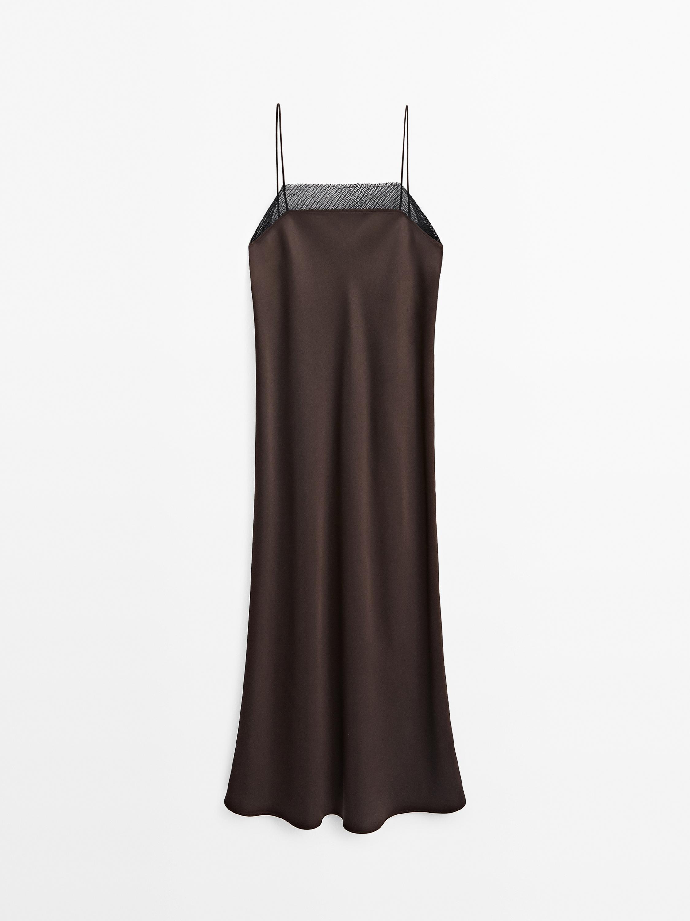 Flowing midi dress with lace detail