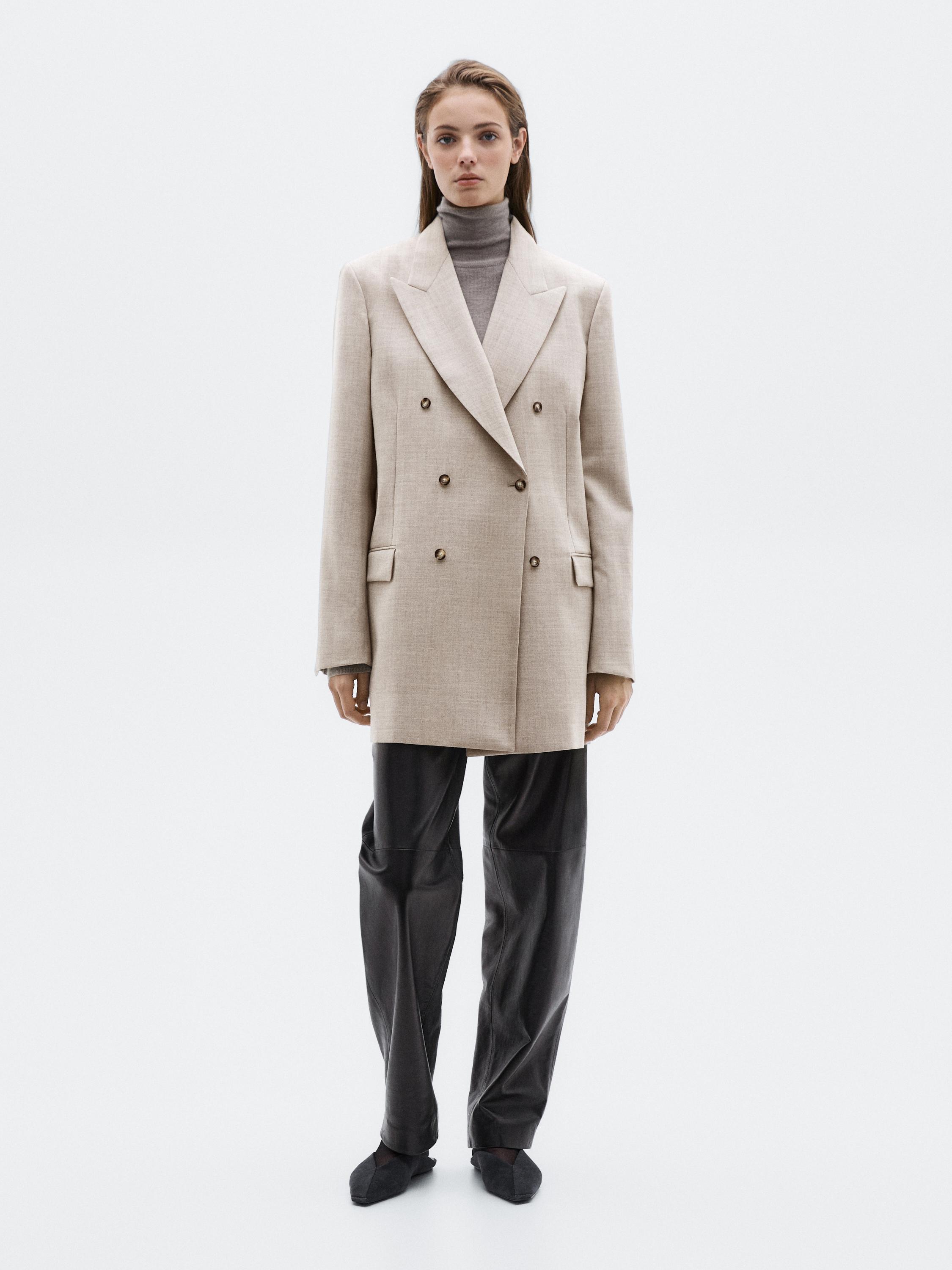 Long 100% wool double-breasted blazer - LIMITED