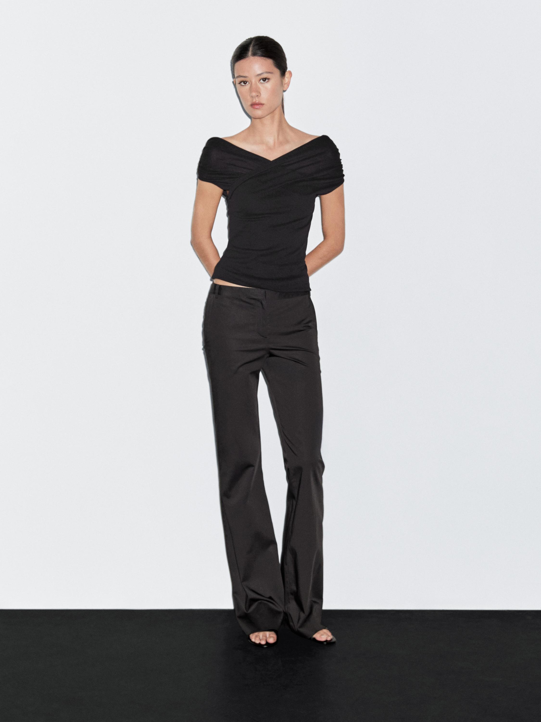 Satin flared fit trousers