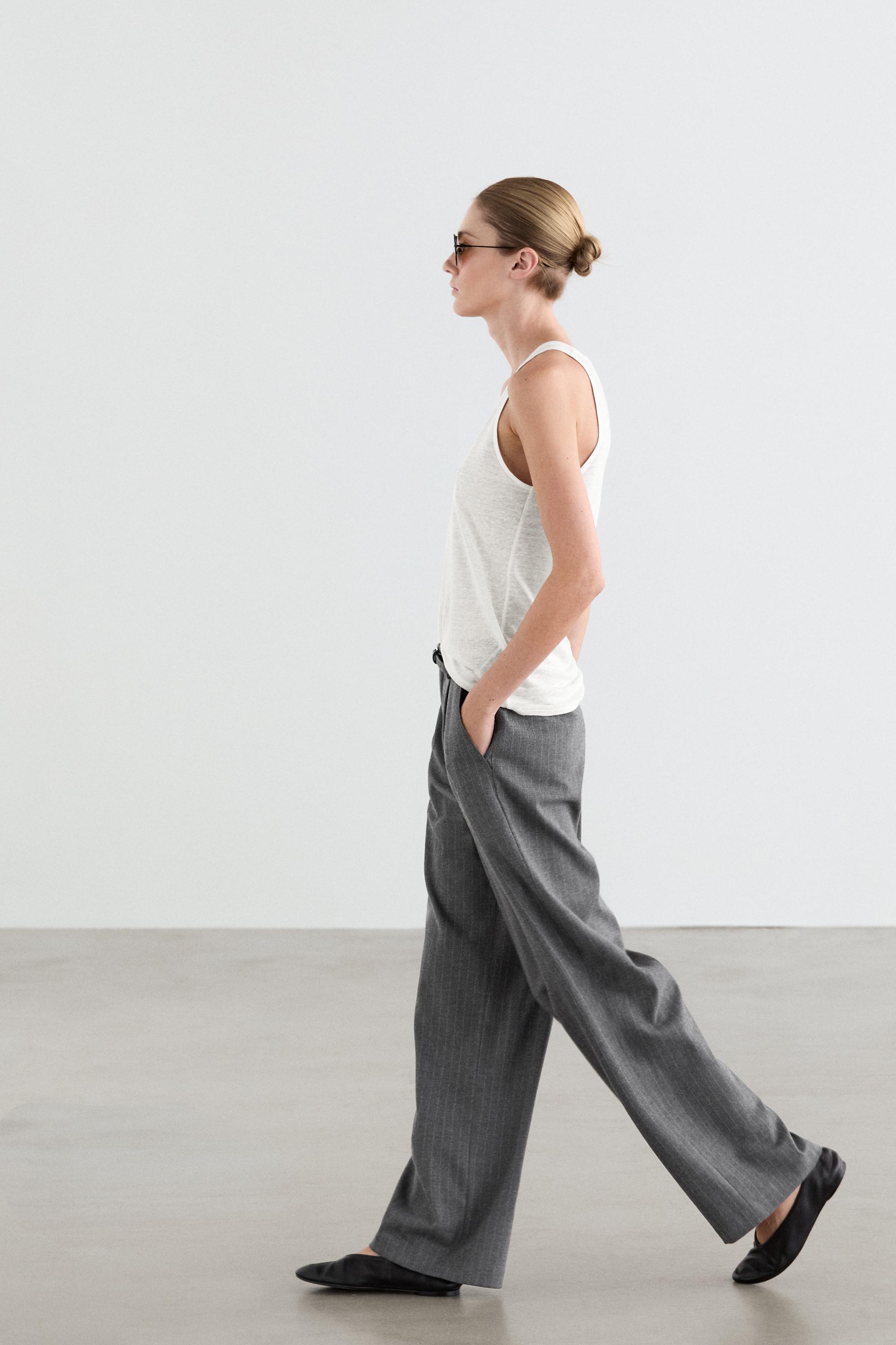 Pinstripe wide-leg trousers