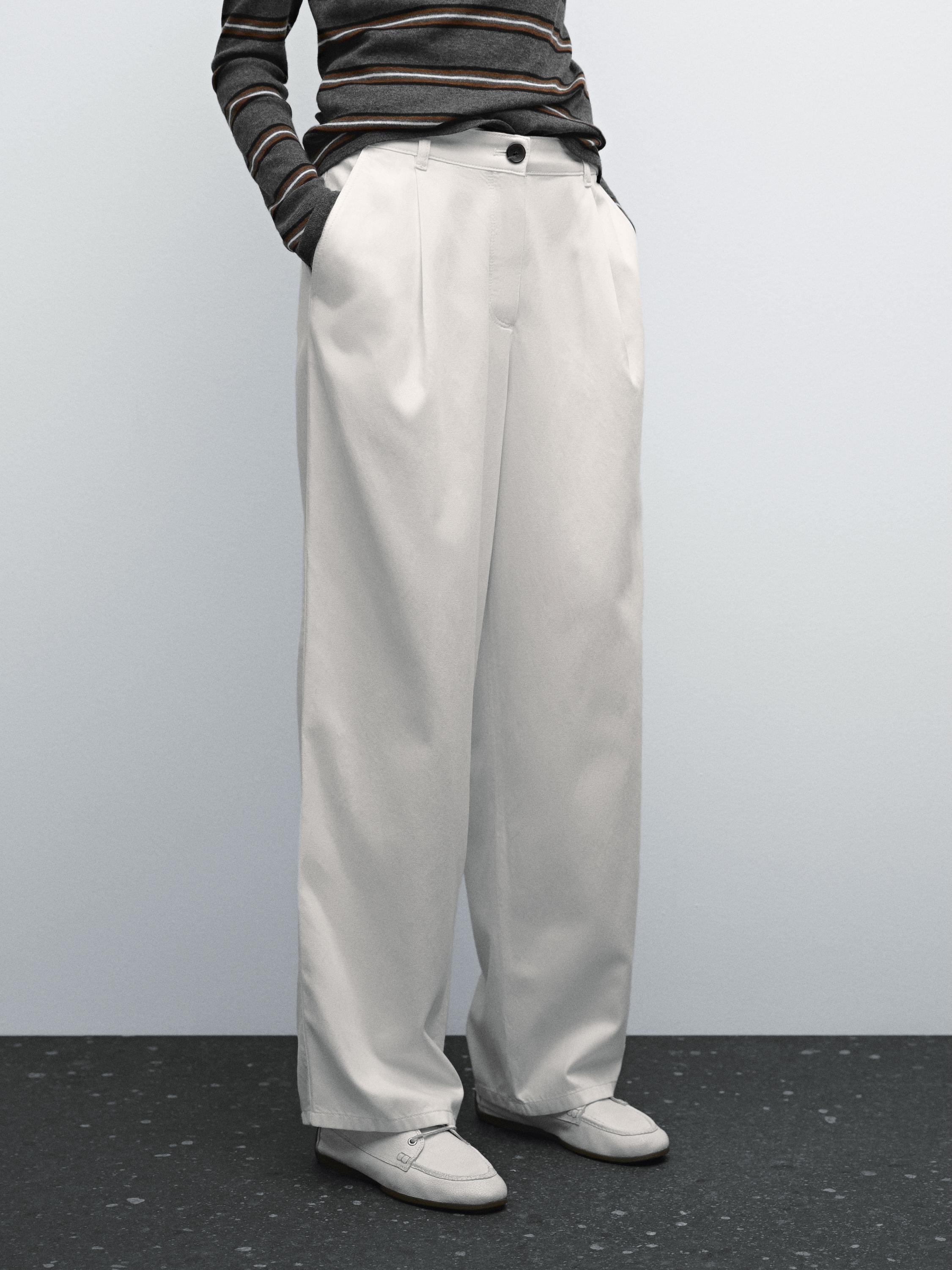 Flowing cotton blend trousers