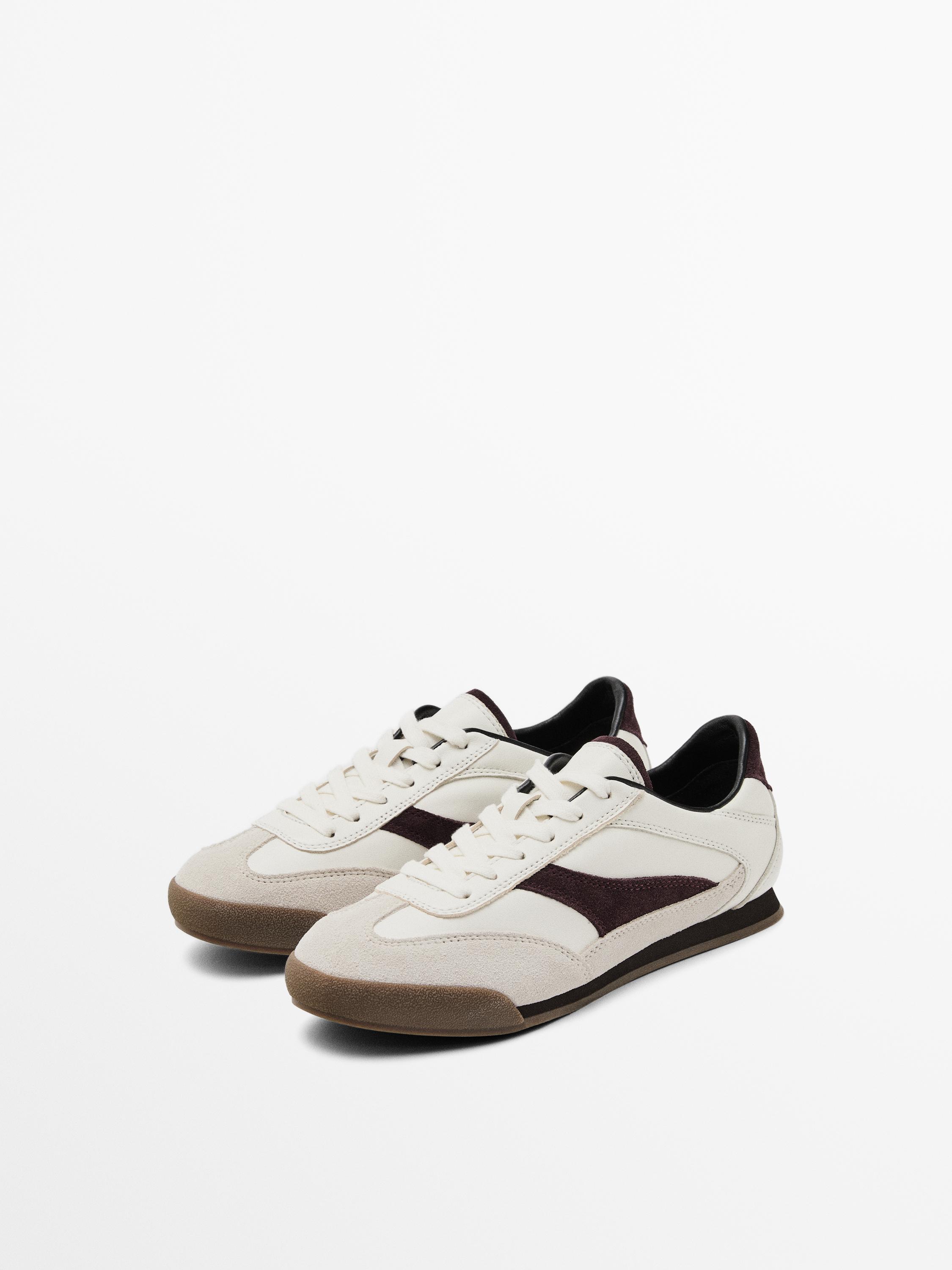 Contrast leather trainers