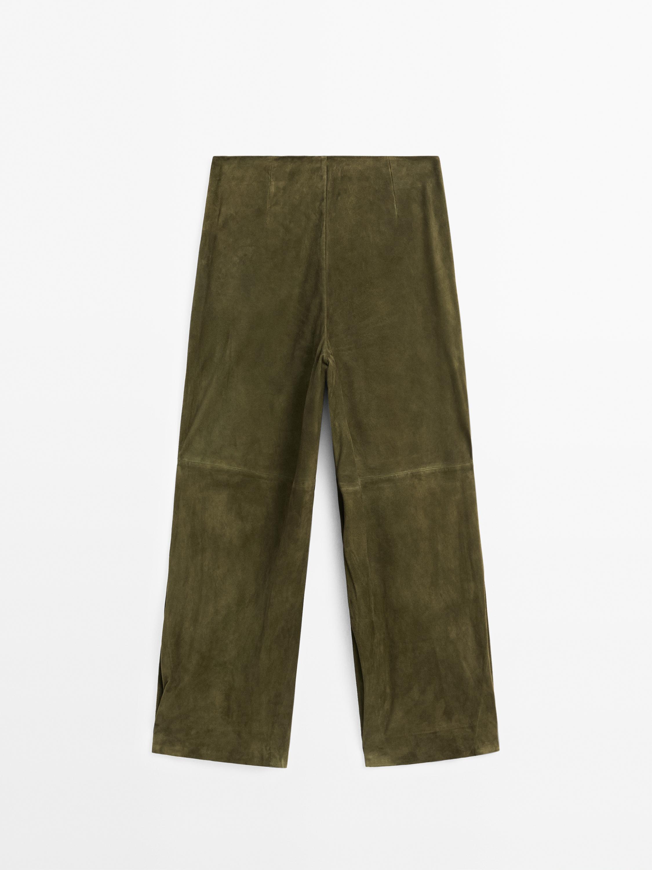 Pantalon balloon en cuir finition daim