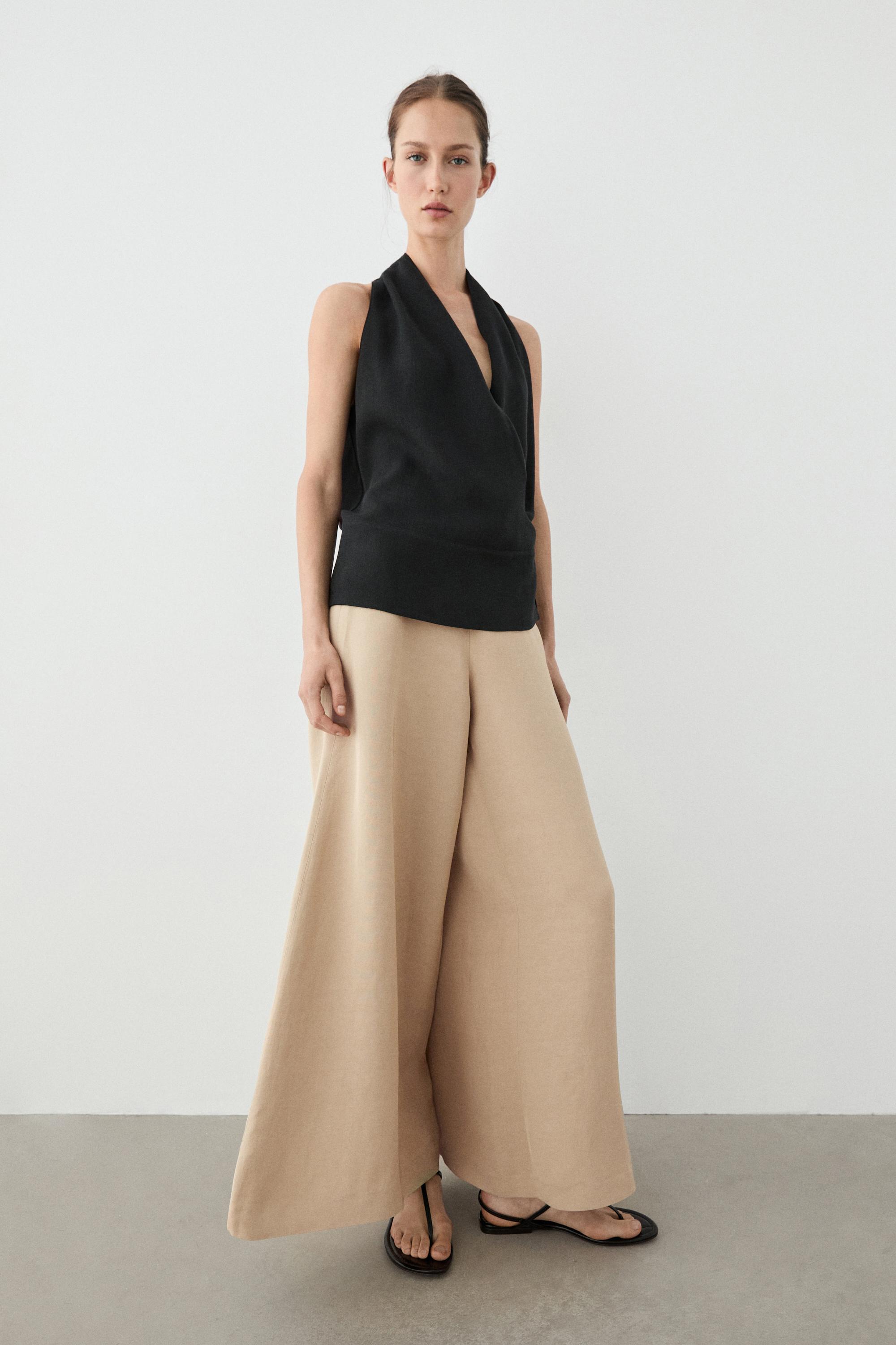 Wide-leg voluminous trousers — BEIGE