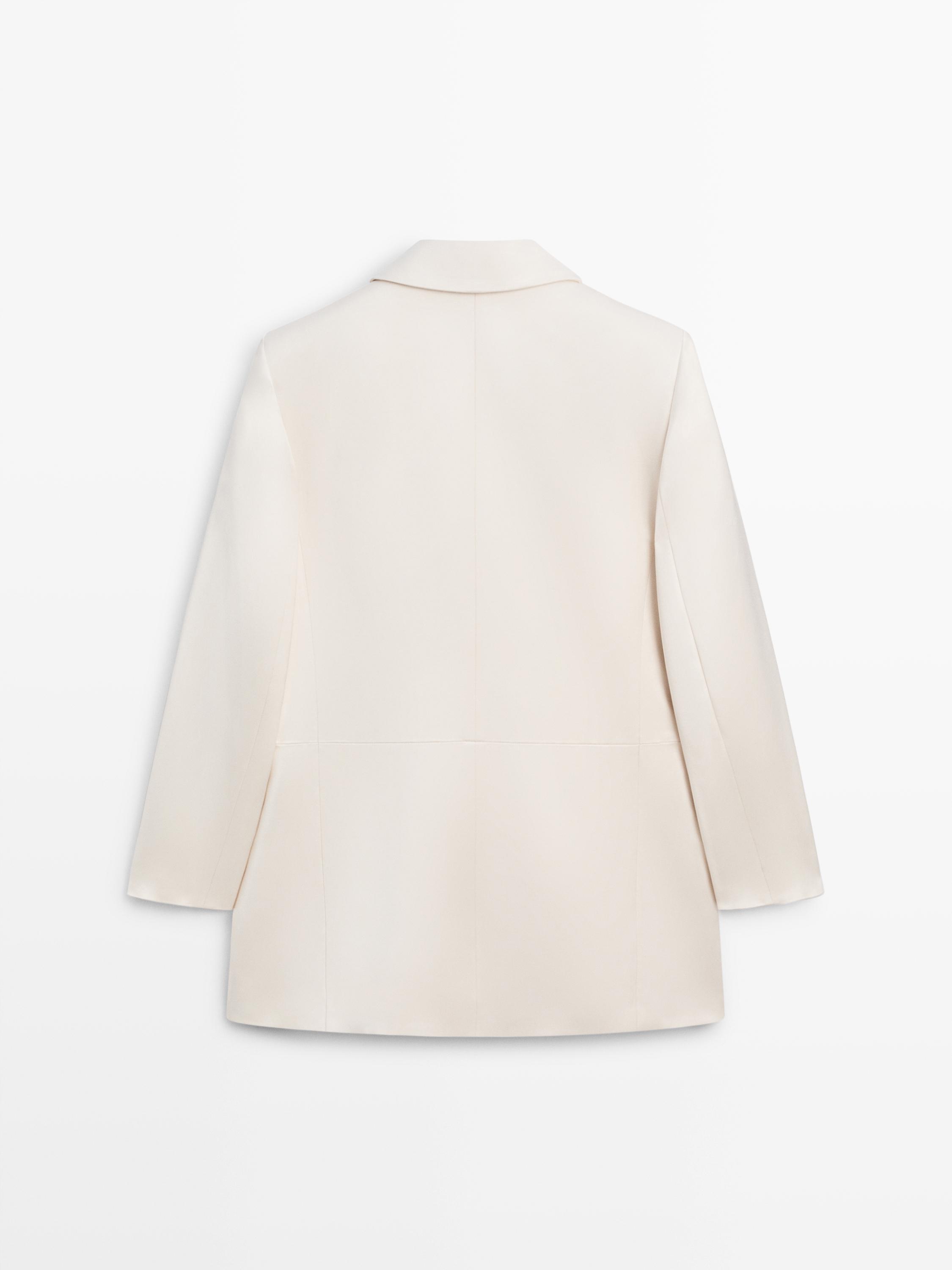 Satin blazer with buttons - STUDIO — Beige