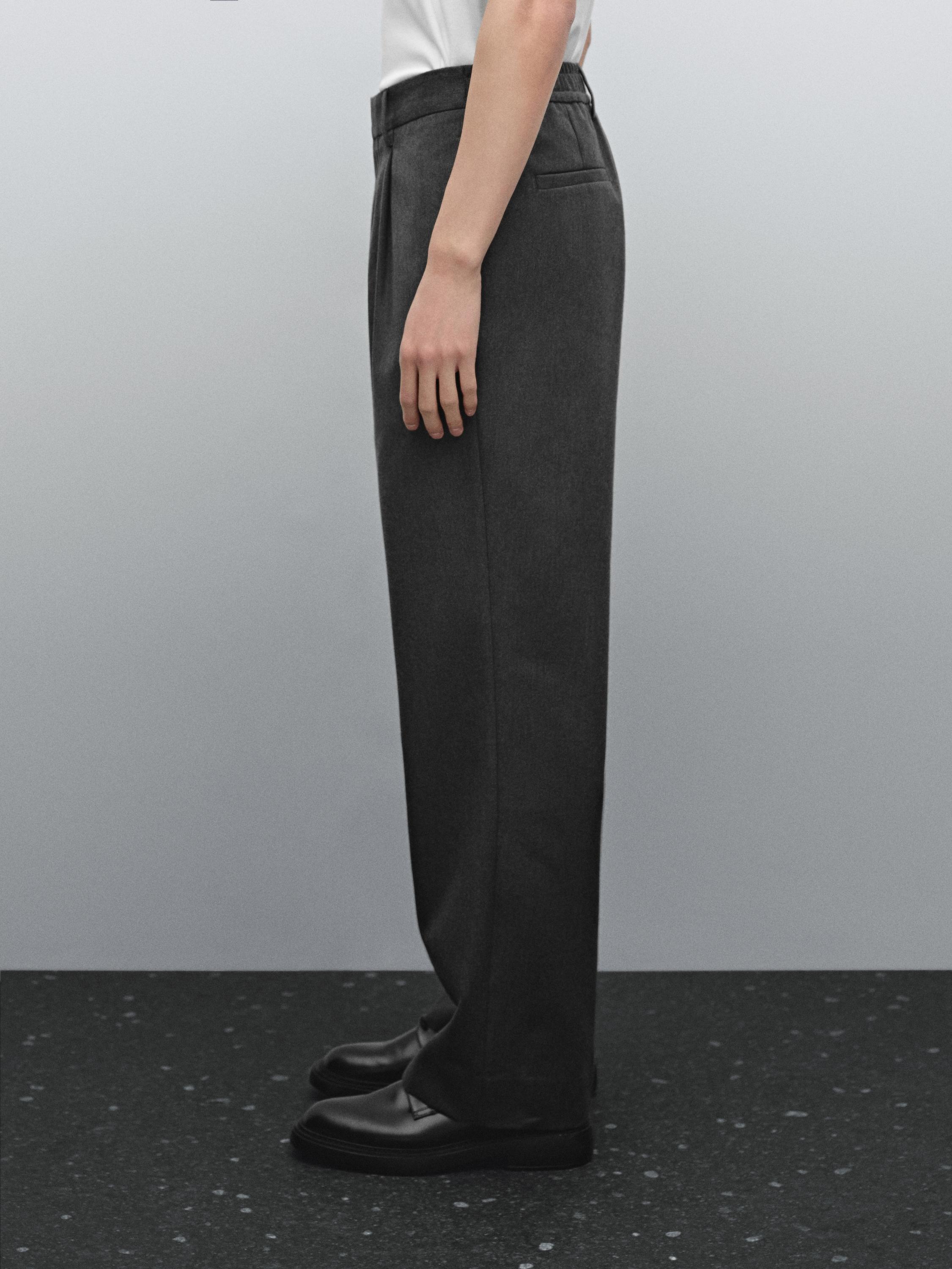 Wool blend darted trousers