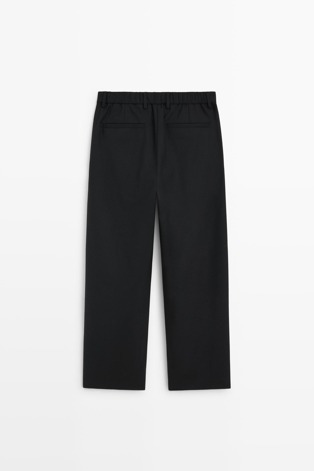 Double-pleated relaxed fit pants — NAVY BLUE