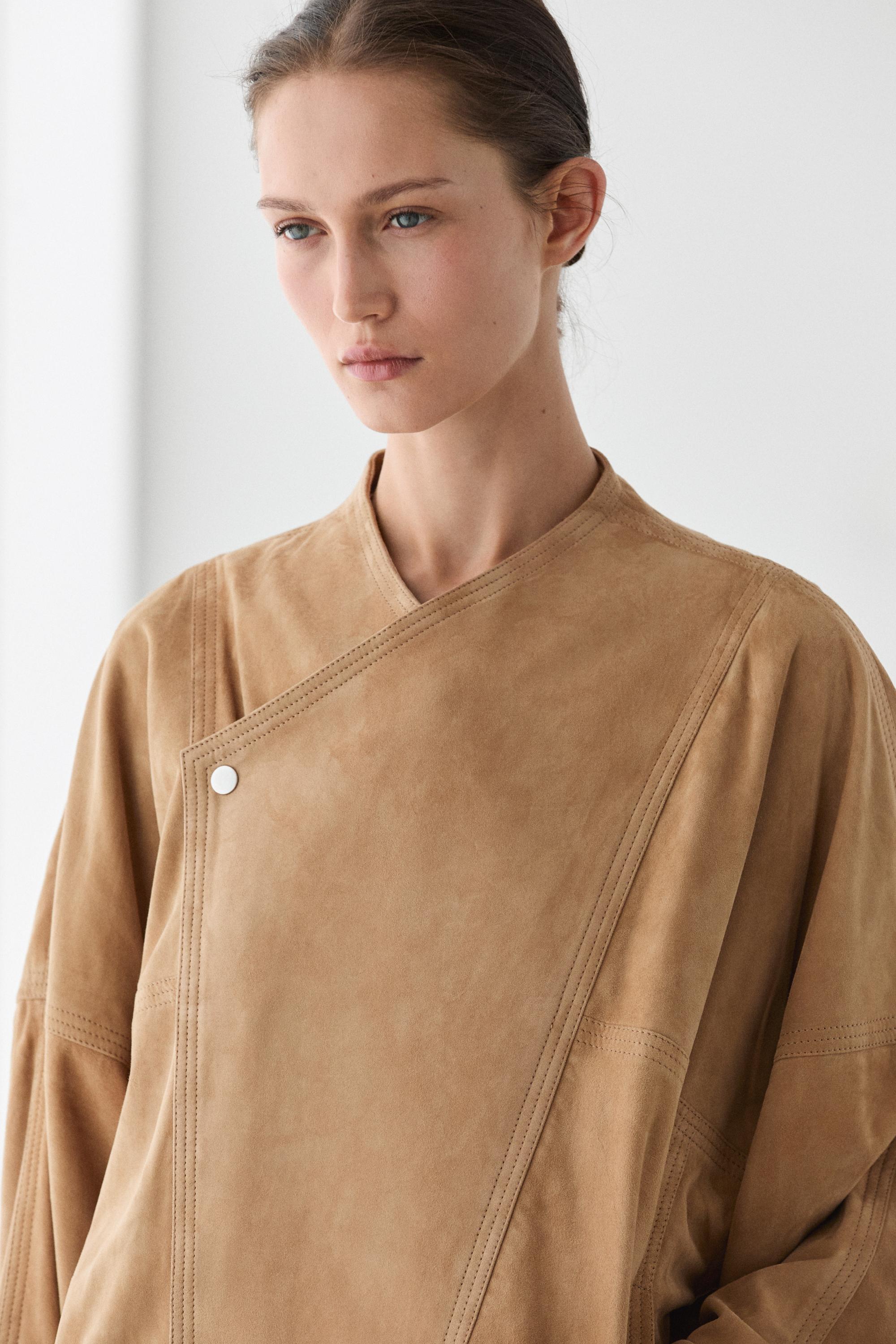 Massimo Dutti Süet deri kruvaze ceket