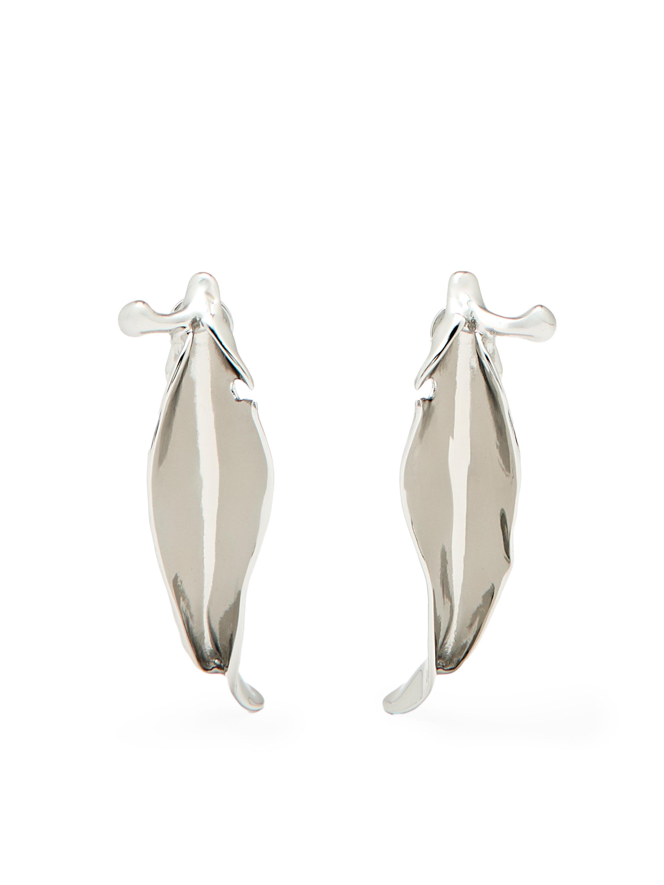 Irregular leaf earrings — SILVER