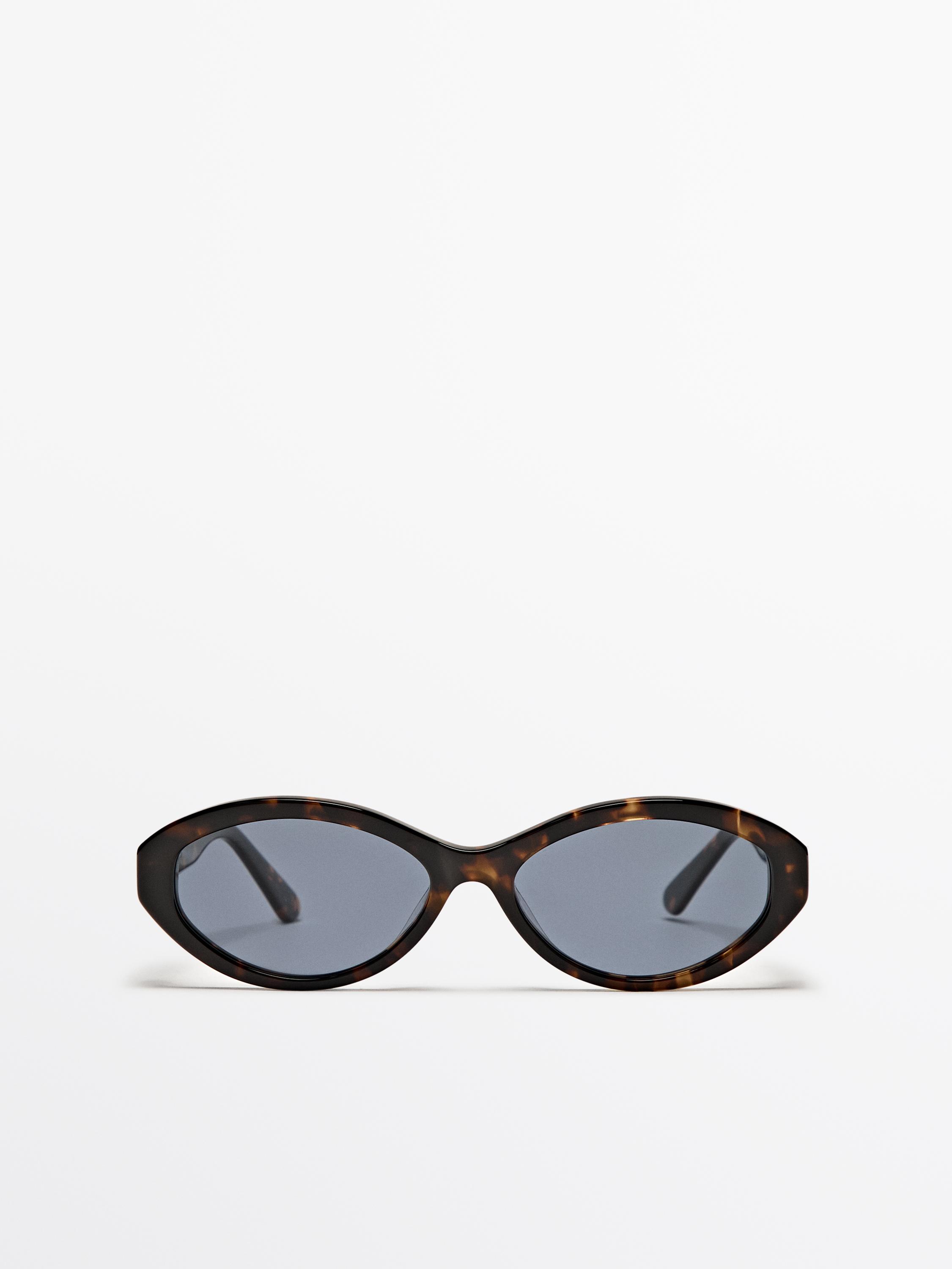 Tortoiseshell-effect oval sunglasses