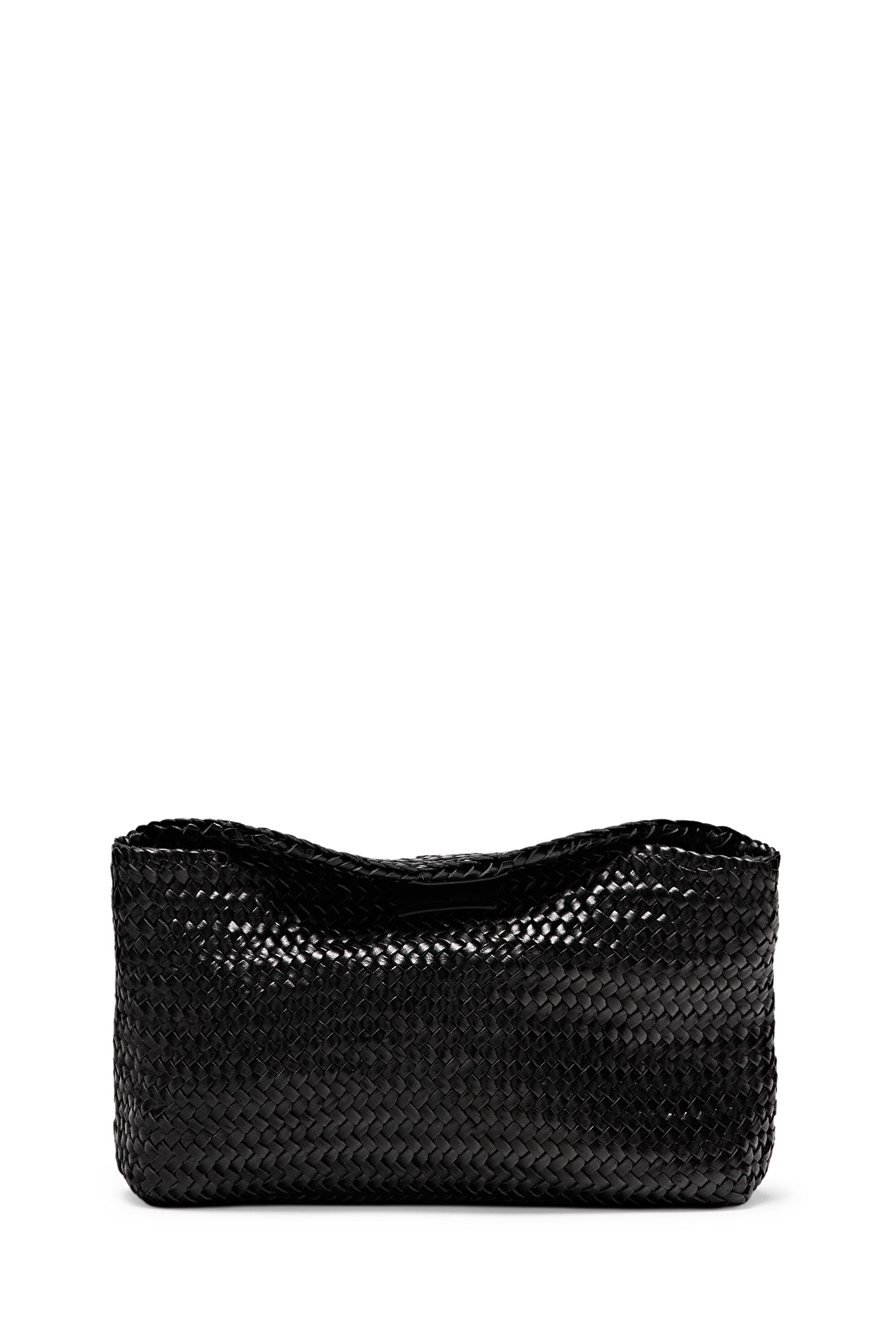 Braided nappa leather bag — BLACK