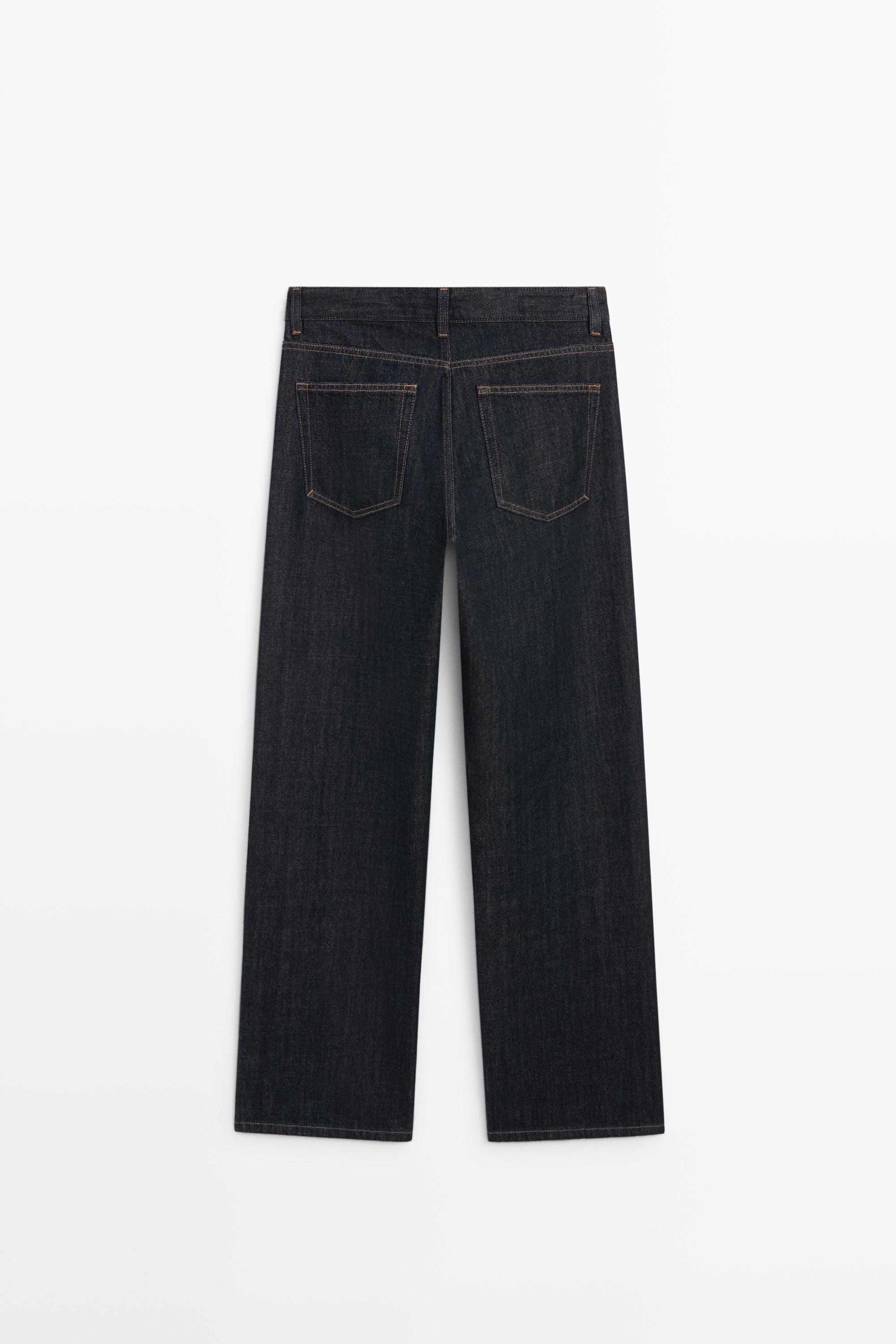 Mid-waist wide-leg jeans — DARK BLUE
