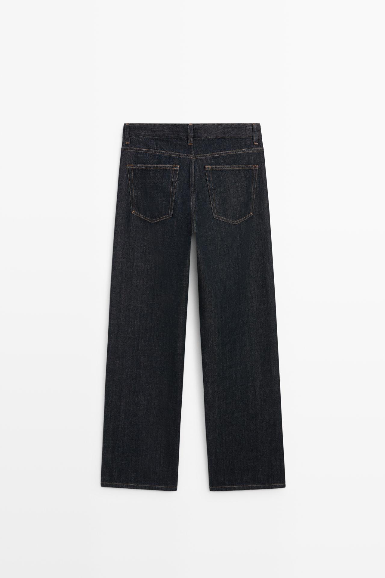 Wide-leg mid-waist jeans — DARK BLUE