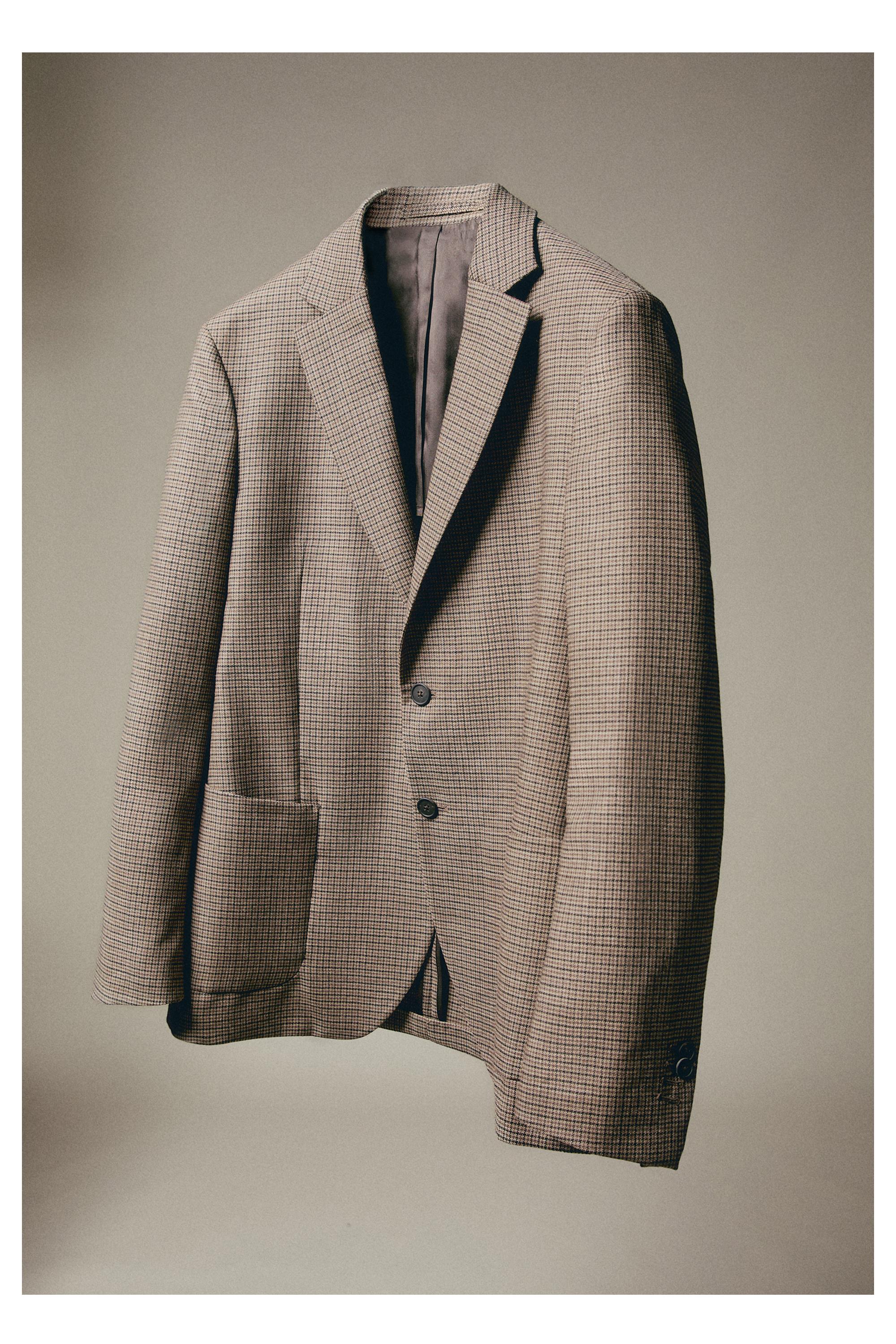 100% wool houndstooth blazer — BEIGE MARL