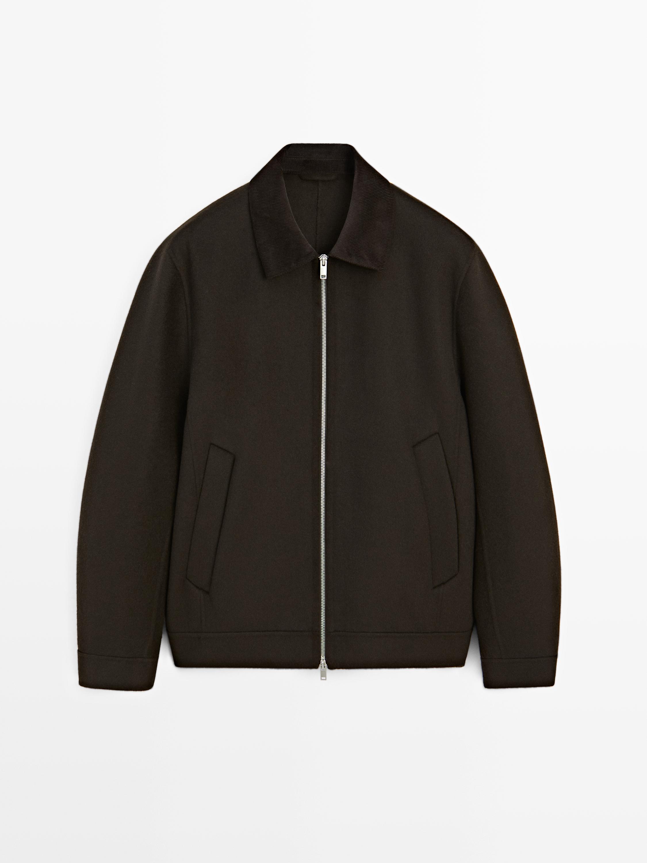 Doppellagige Wolljacke mit Kordkragen
