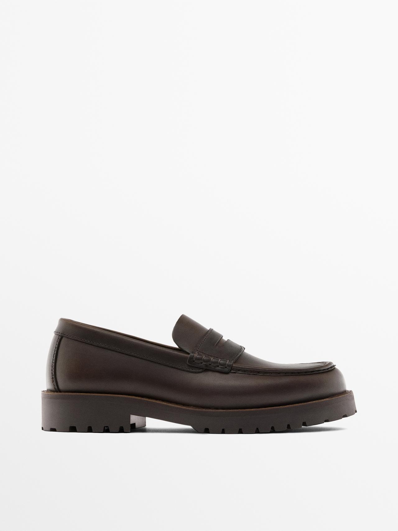 Mocassim De Rebordo Com Sola Com Rasto - Castanho - 44 - Massimo Dutti - Homem