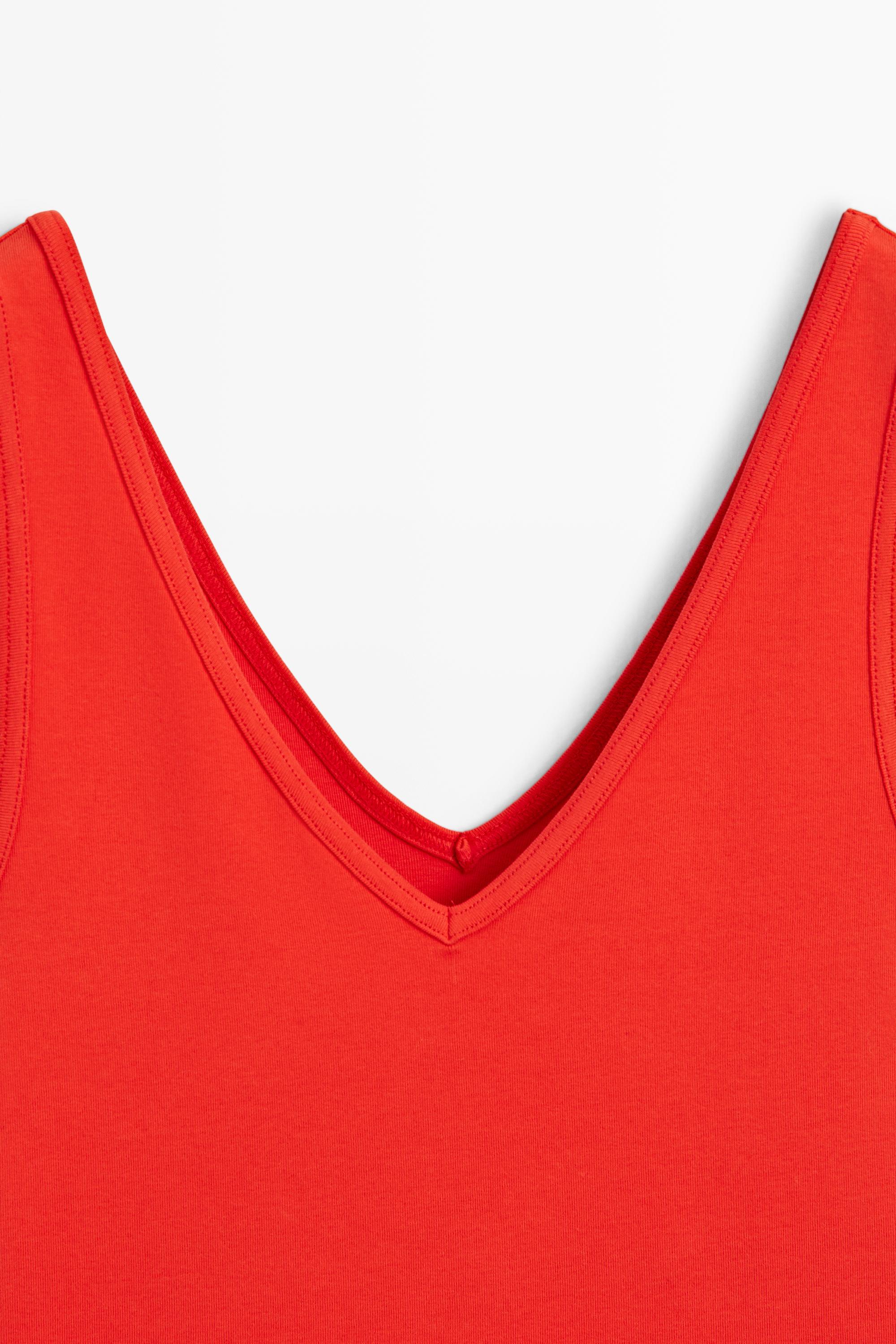 Cotton blend strappy top — CORAL