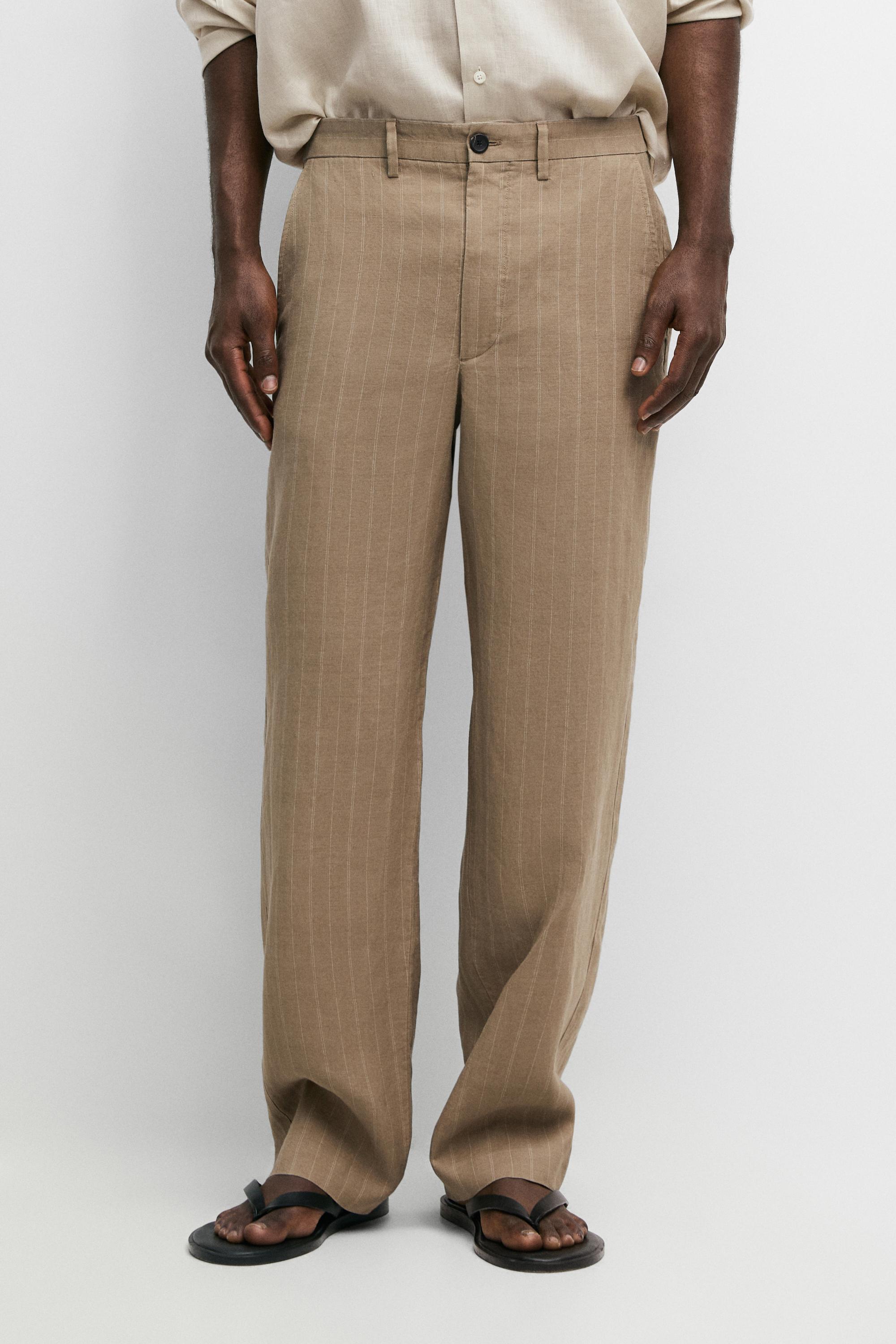 100% linen striped pants
