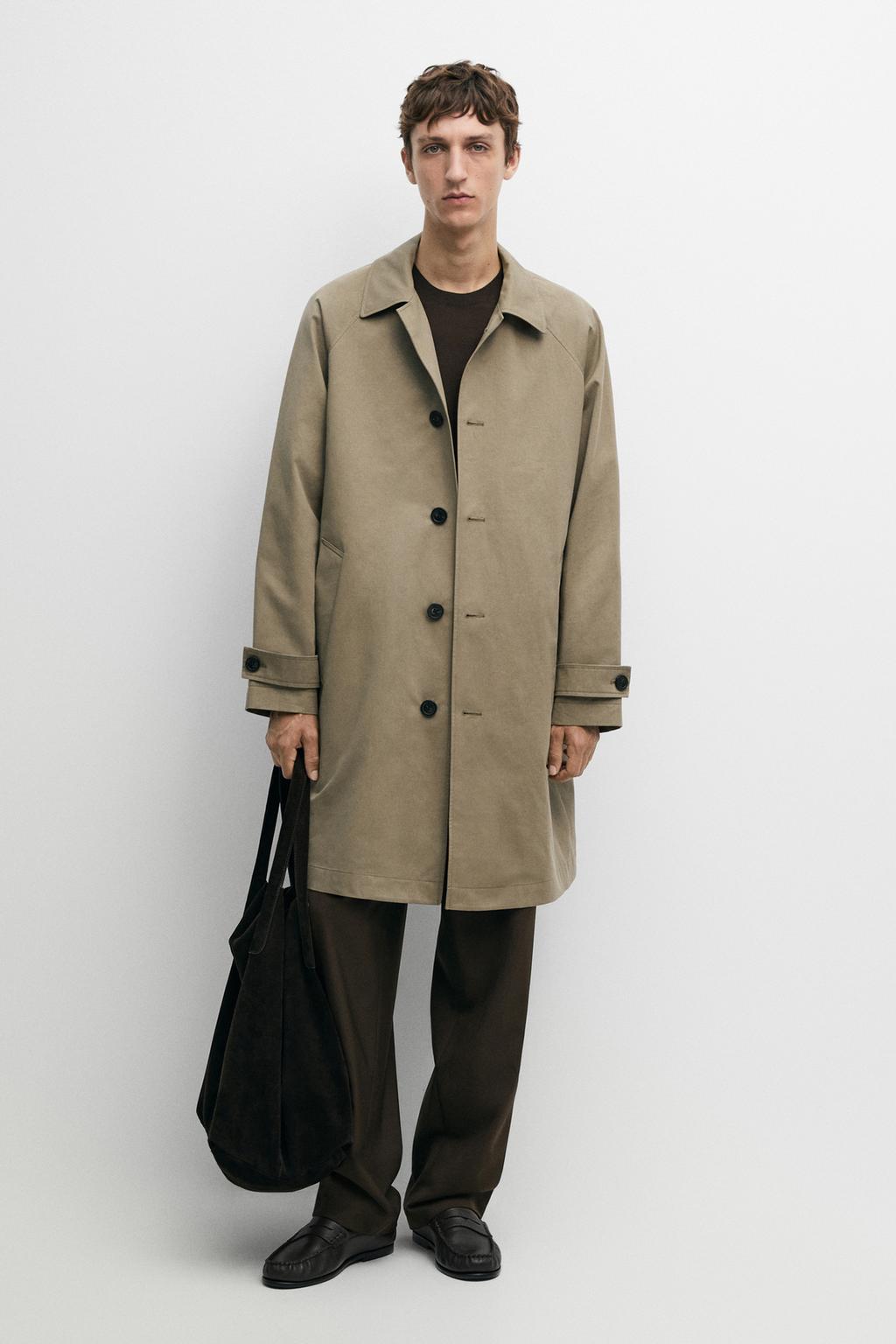 Massimo Dutti Oversize uzun 100% pambıq trench