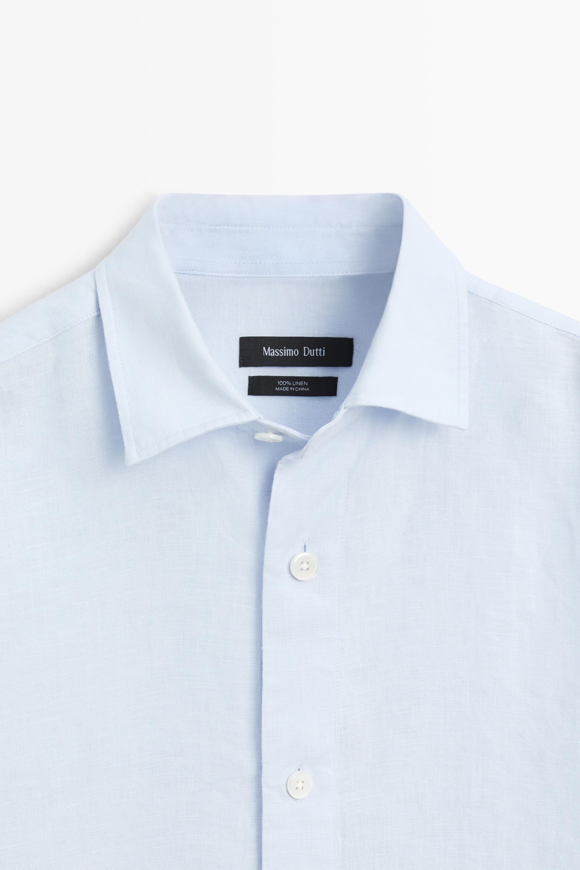 100% linen regular fit shirt — Sky blue
