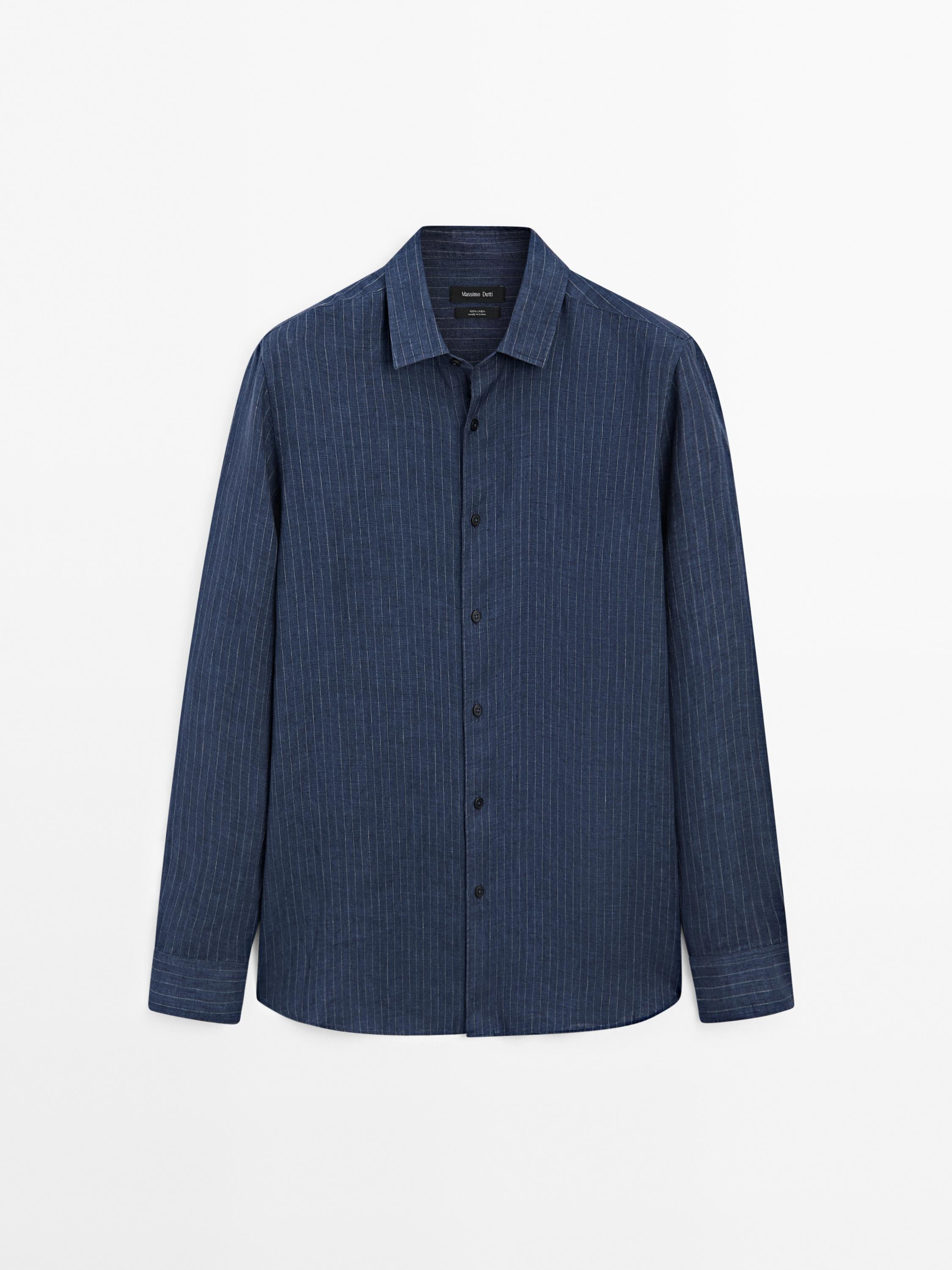 Regular fit избледена ленена кошула