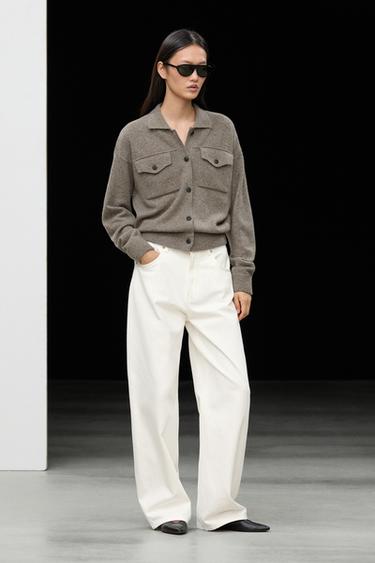 Wool-blend knit cardigan with pocket details — MOLE BROWN 8