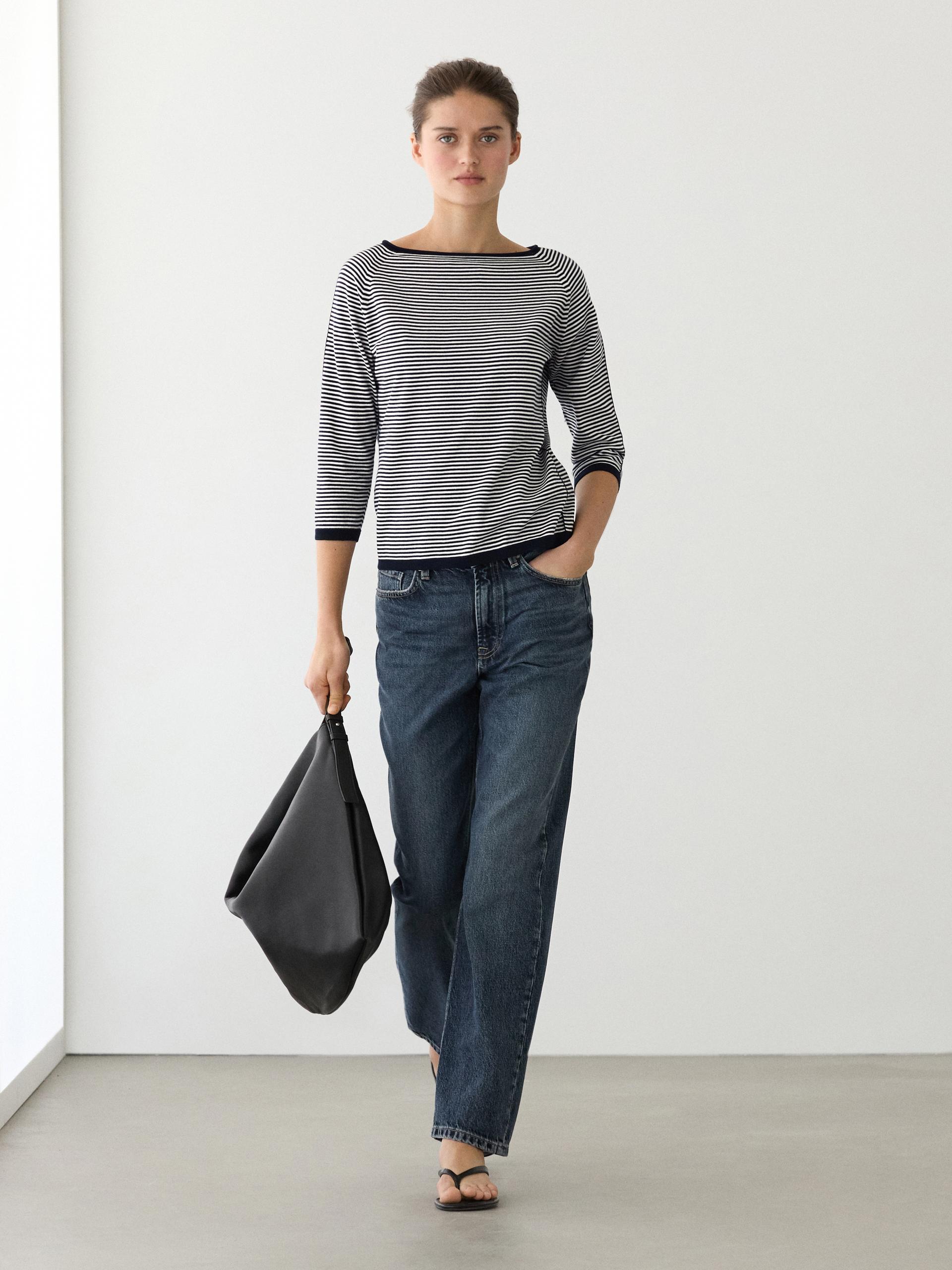 Pullover In Maglia Di Cotone A Righe - Rosso - M - Massimo Dutti - Femminile