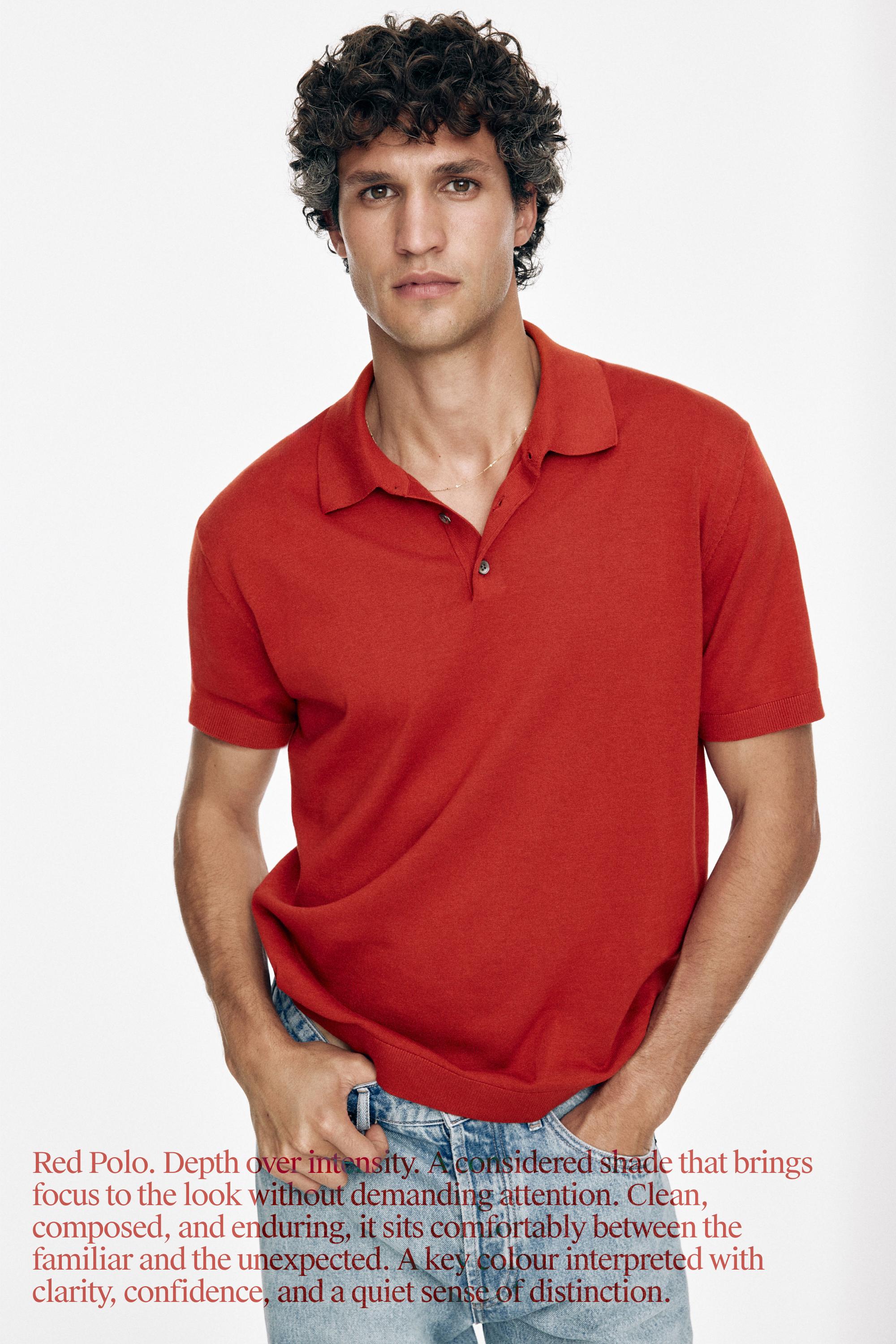 100% Cotton Knit Polo Shirt — RED