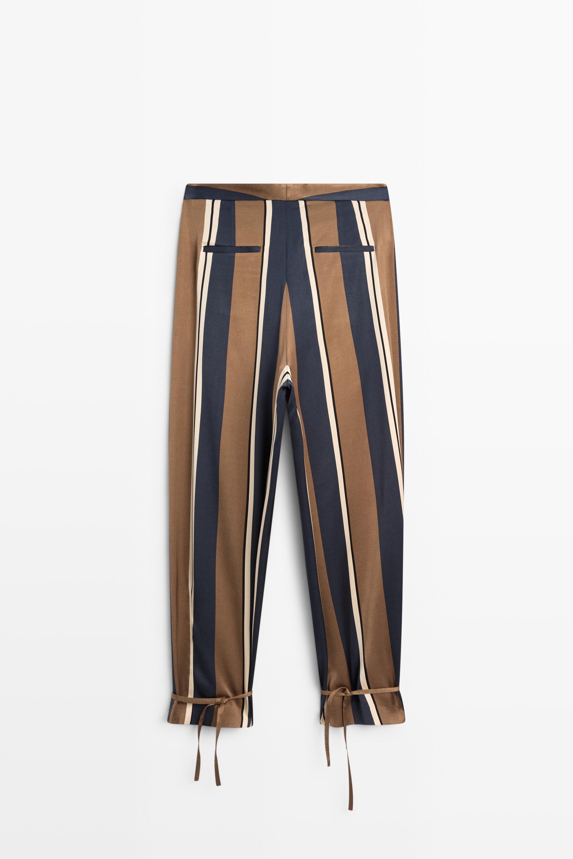 Satin pants with tie-up hem detail — ANTHRACITE GREY