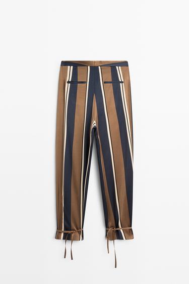 Satin pants with tie-up hem detail — ANTHRACITE GREY 6