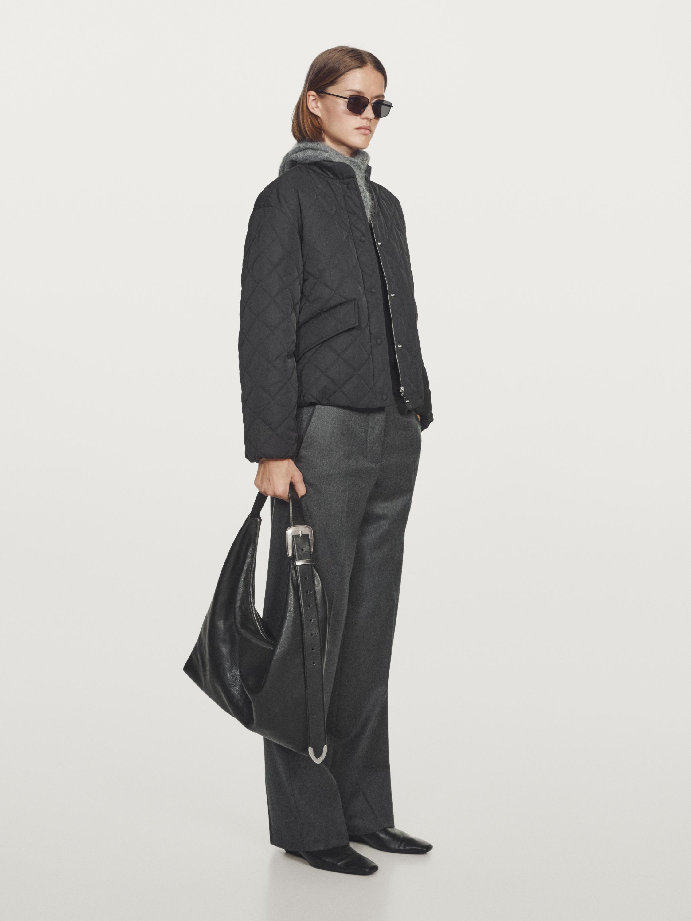 Short water-repellent puffer jacket — BLACK
