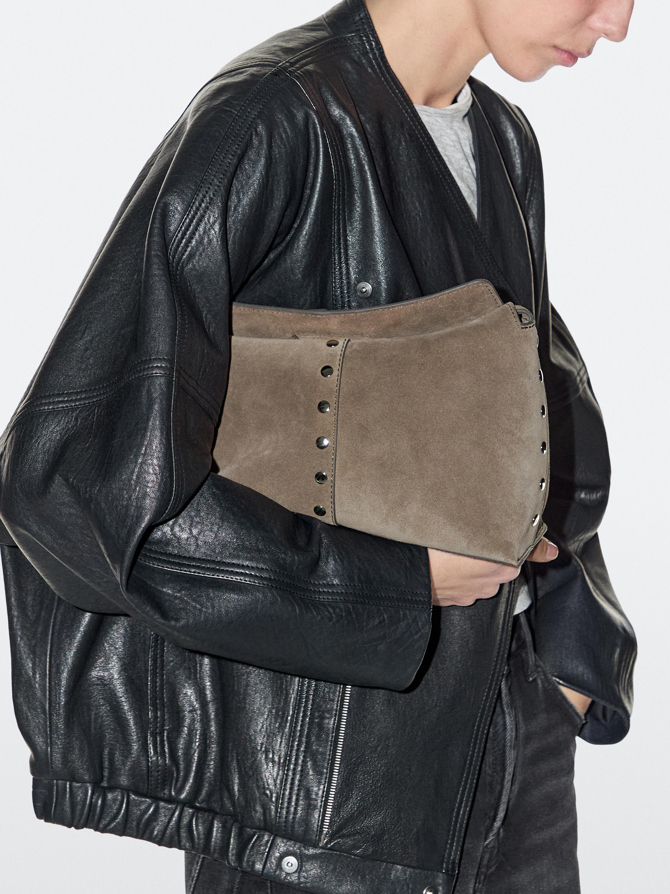 Split leather bag with stud details — MOLE BROWN