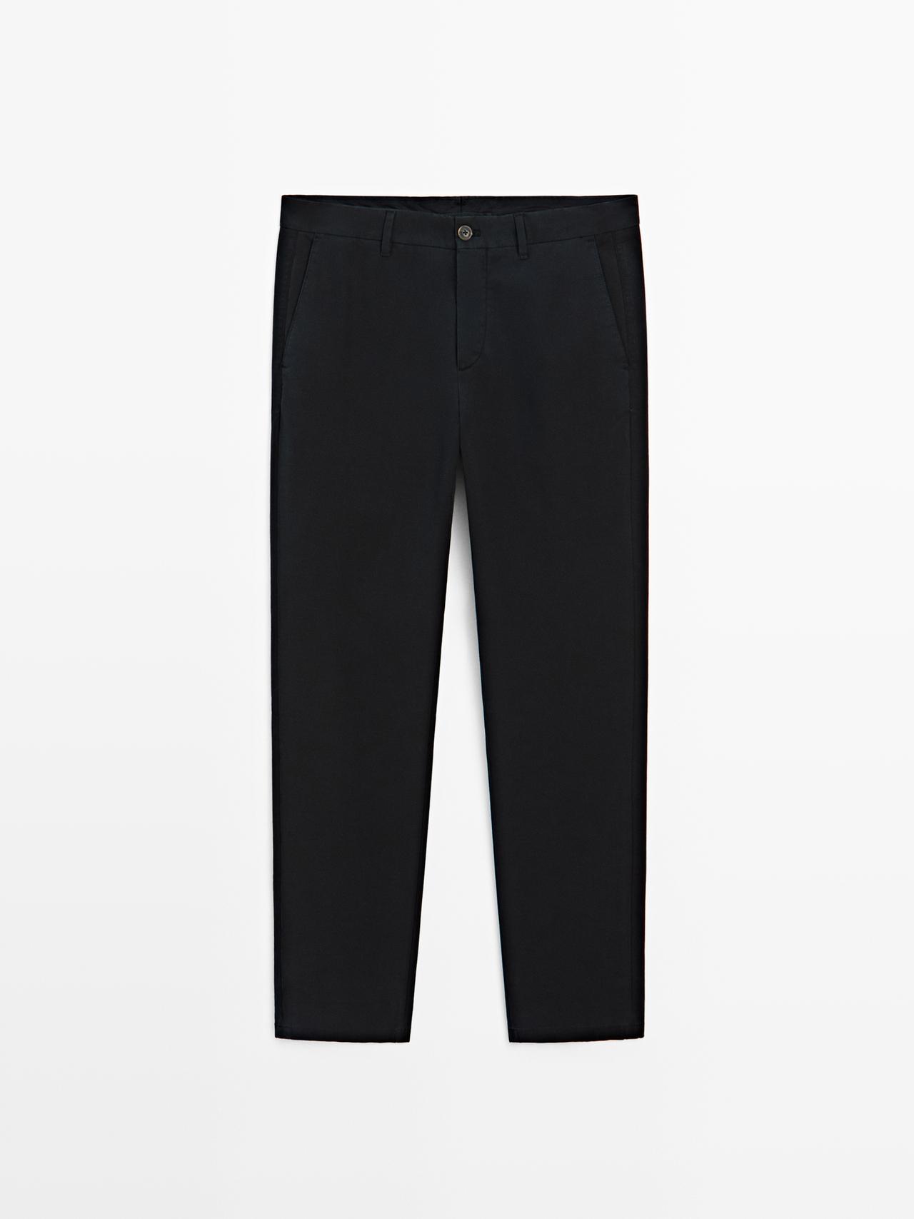 Massimo Dutti - Herre - Slim Fit Bukser I 100 % Bomuld - Marineblå - 40
