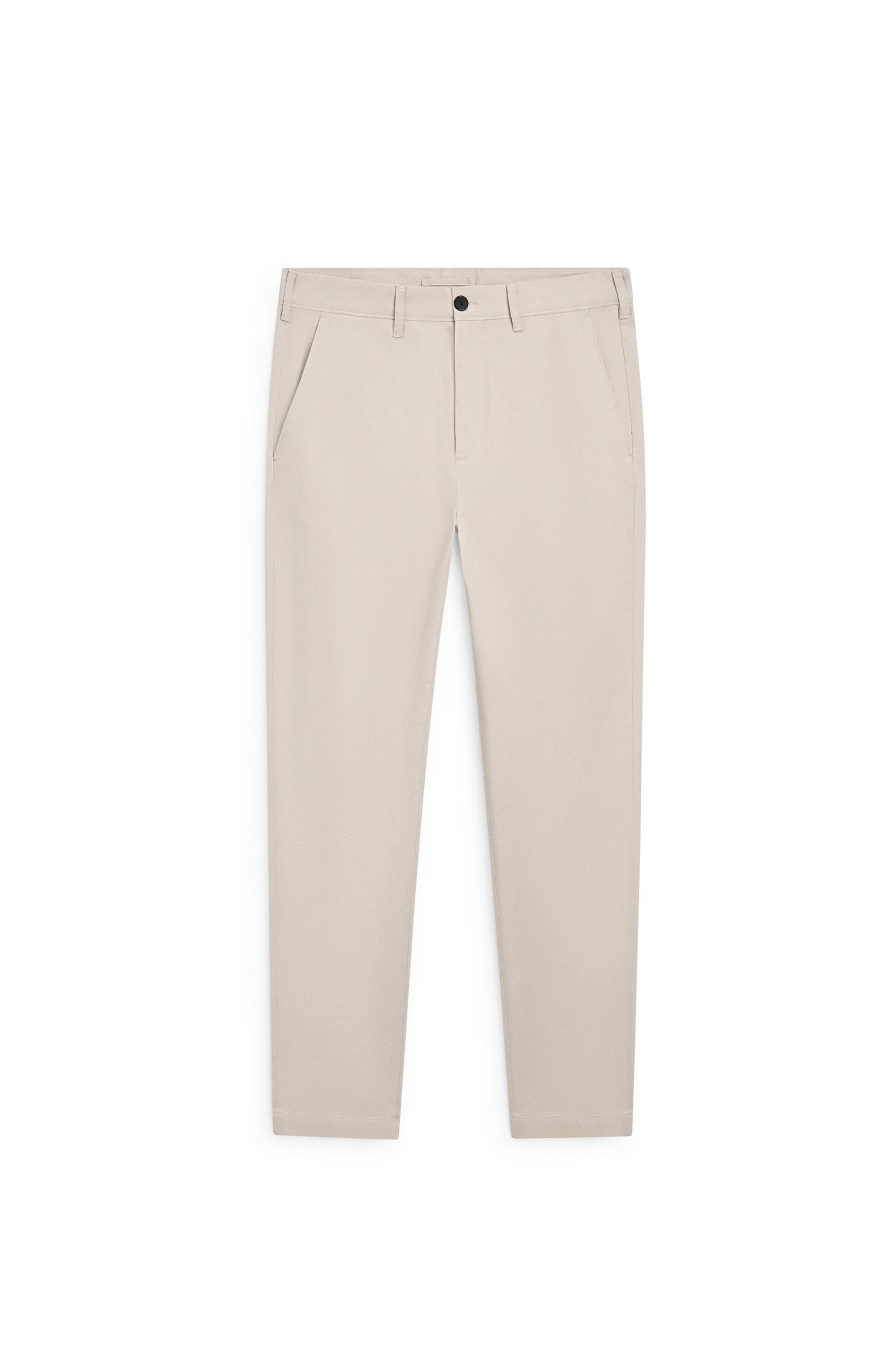 Cotton blend slim fit pants — BEIGE