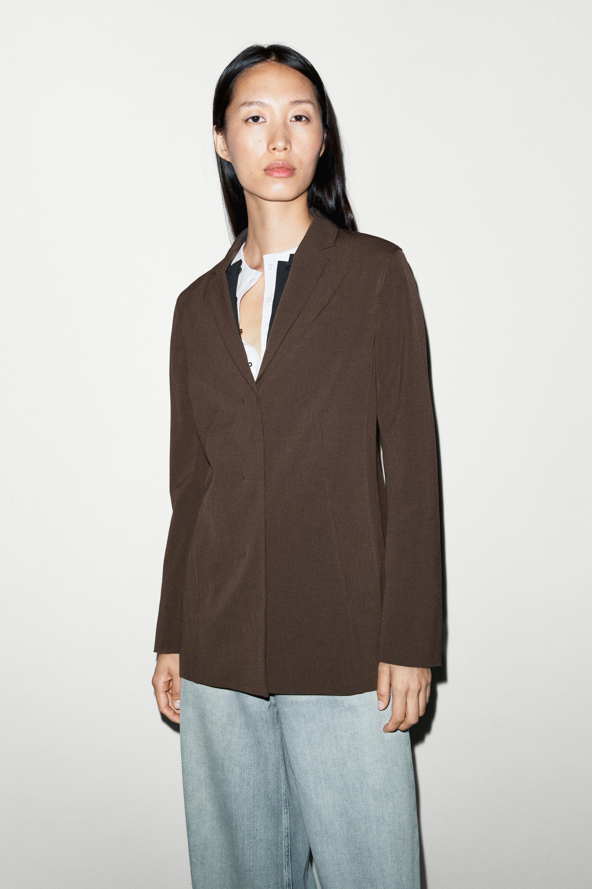Fluid wool-blend blazer — BROWN