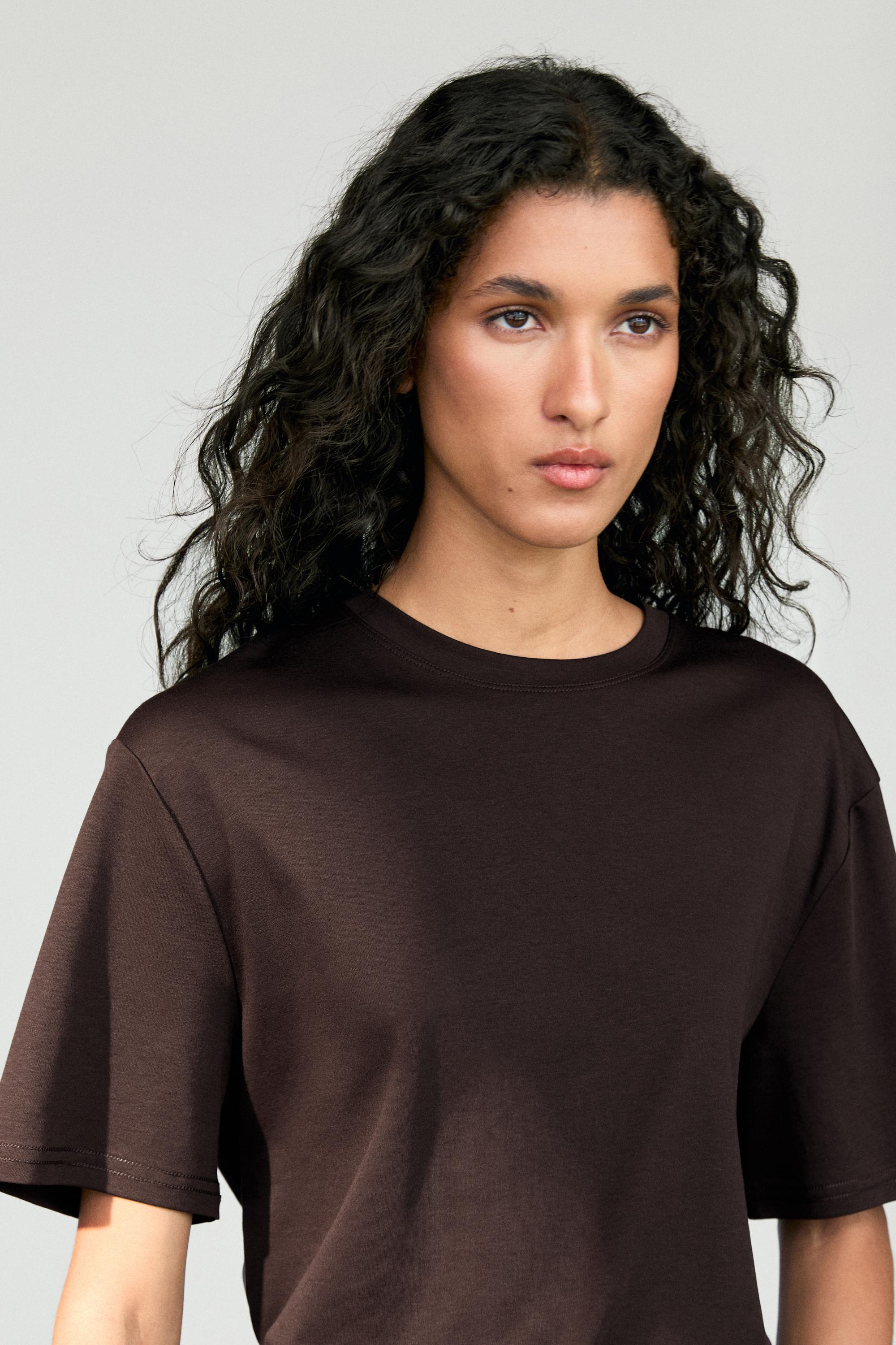 100% cotton short-sleeve T-shirt — BROWN
