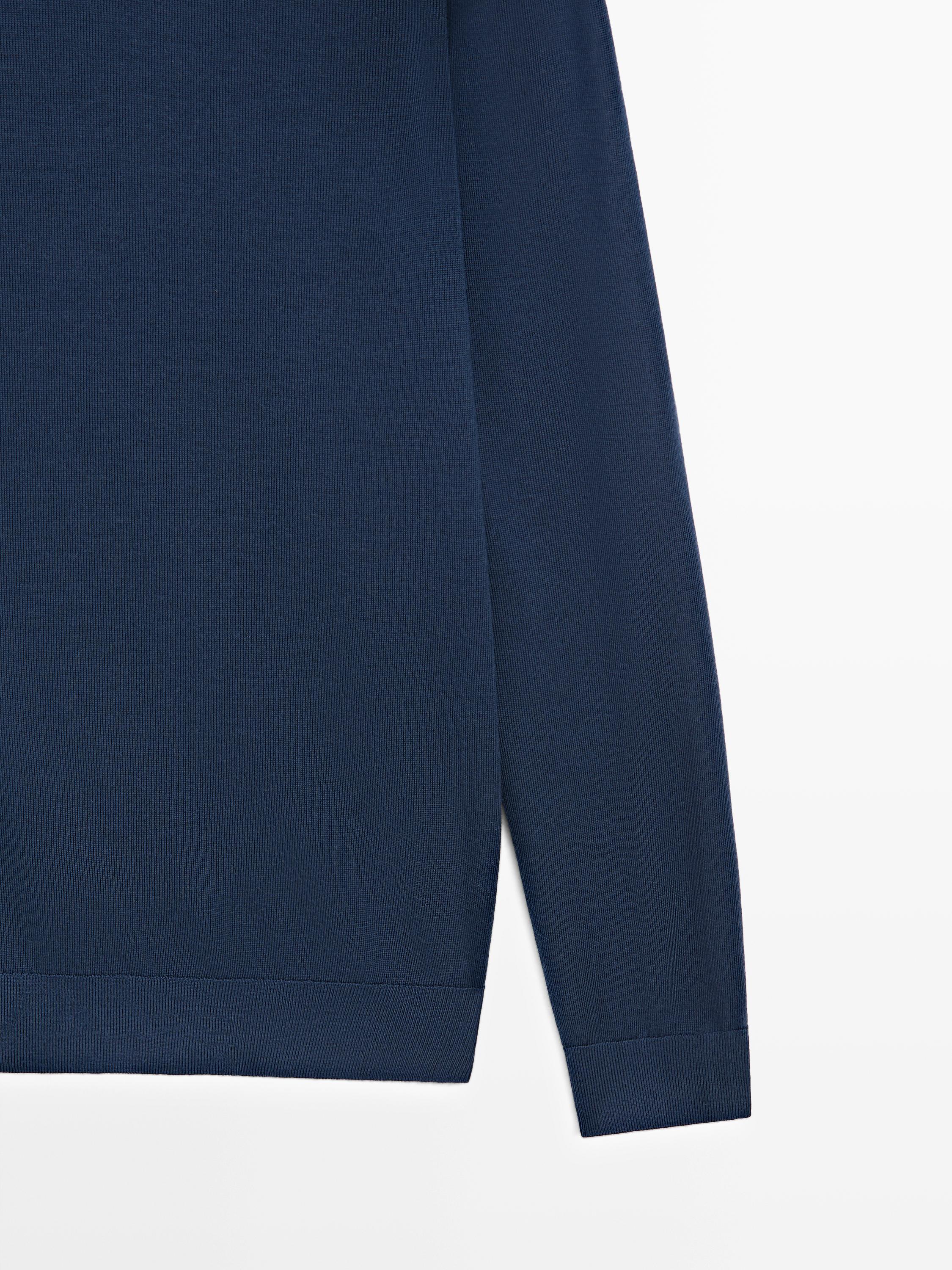 100% merino wool knit sweater — Prussian blue
