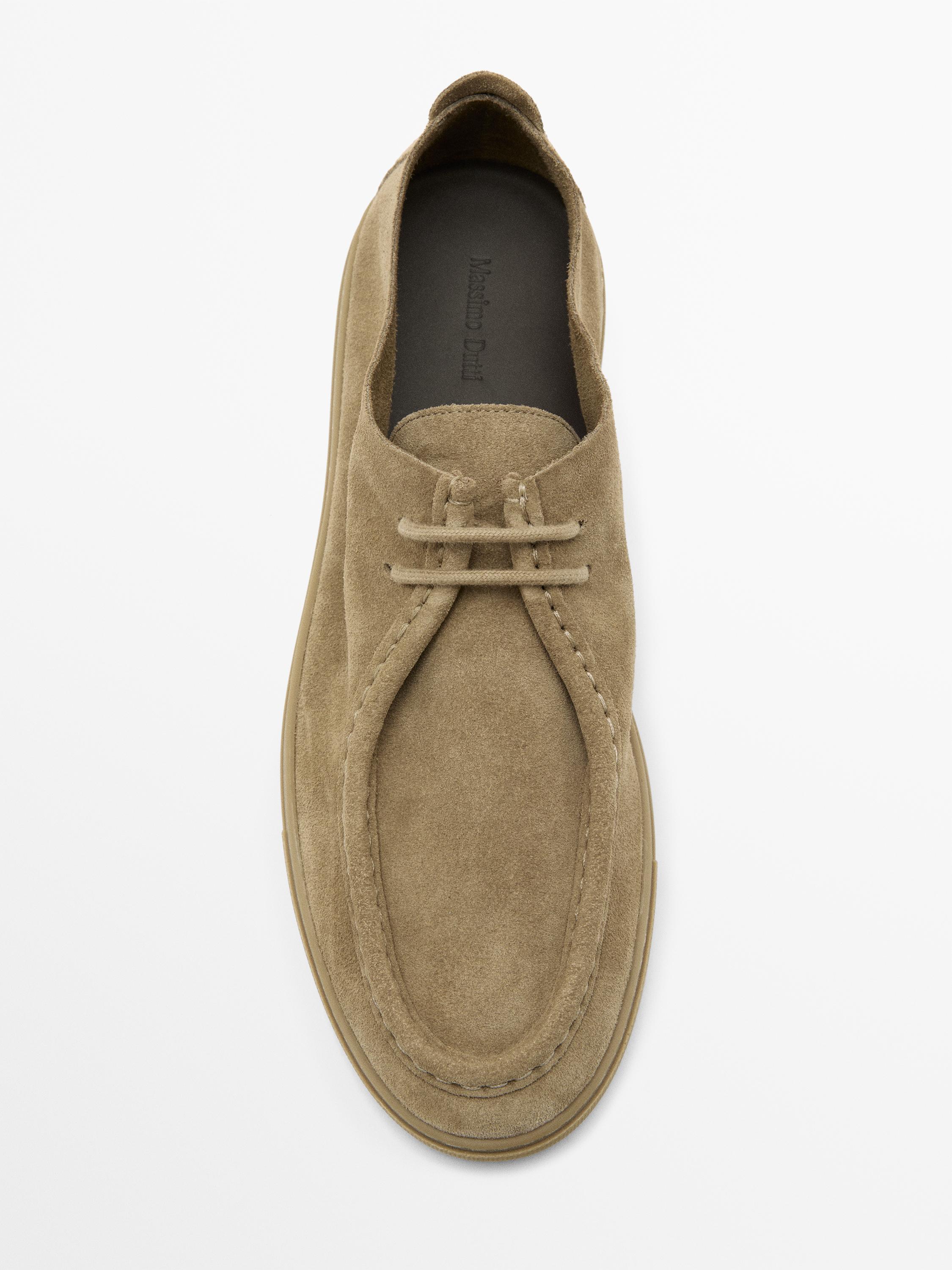 Soft leather moc toe shoes — SAND