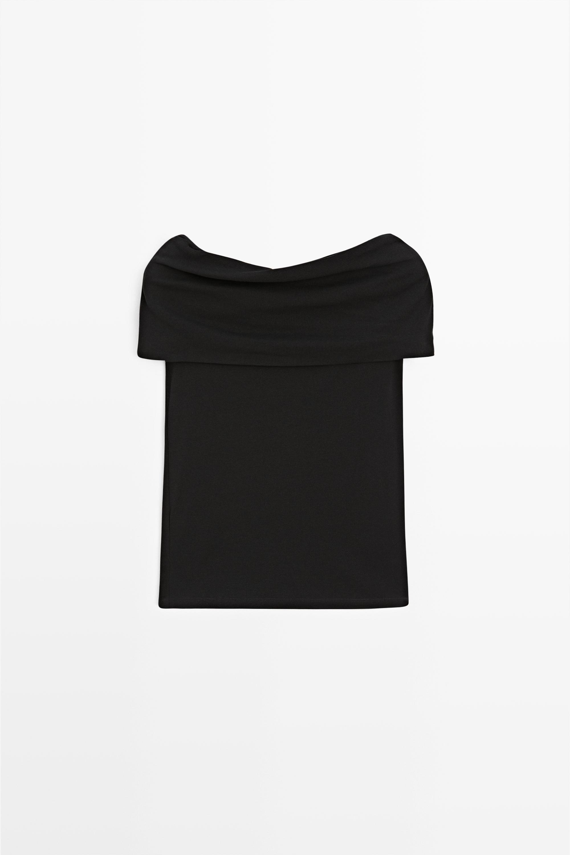 Cotton off-the-shoulder top — BLACK