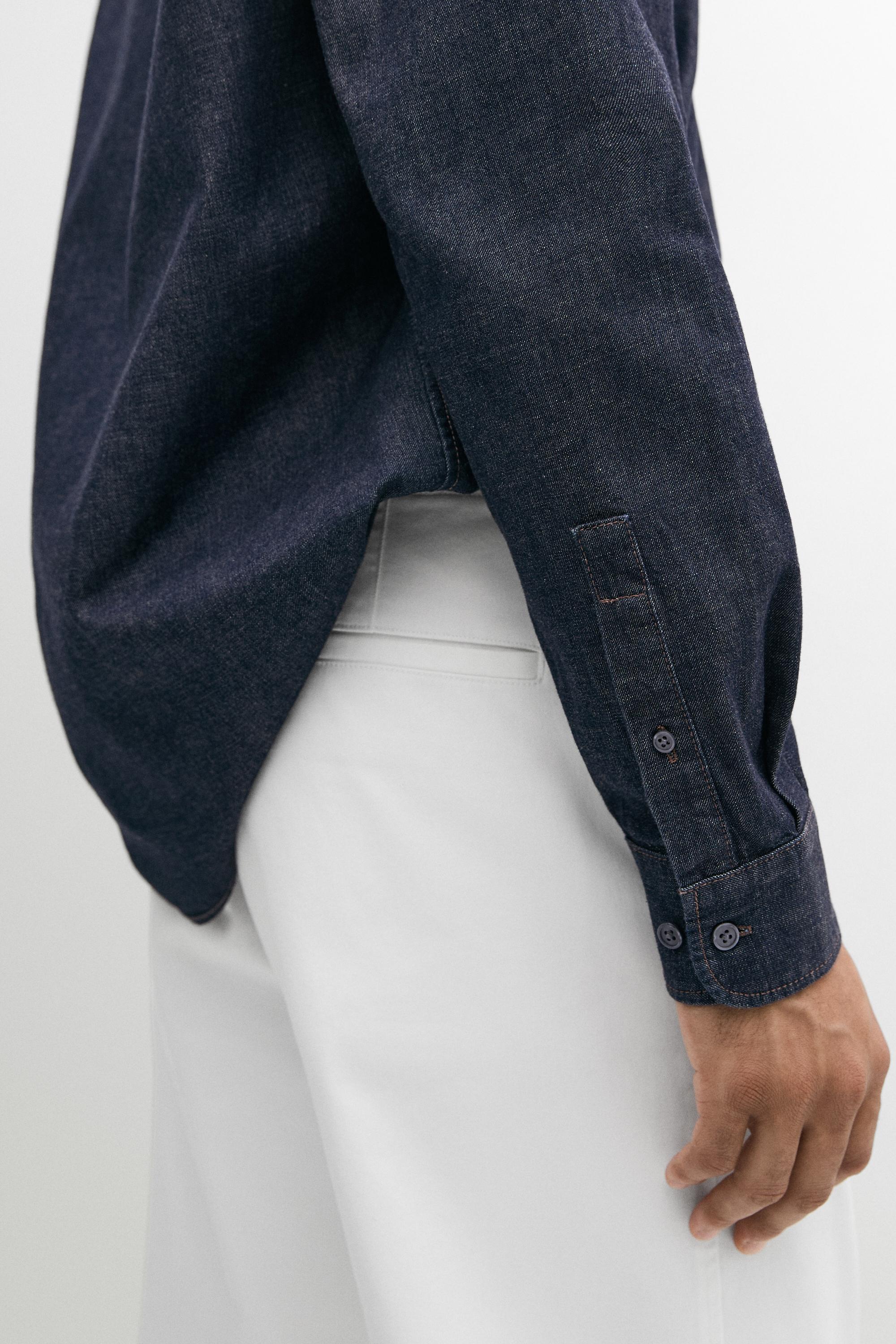 100% Cotton Regular Fit Denim Shirt — BLUE