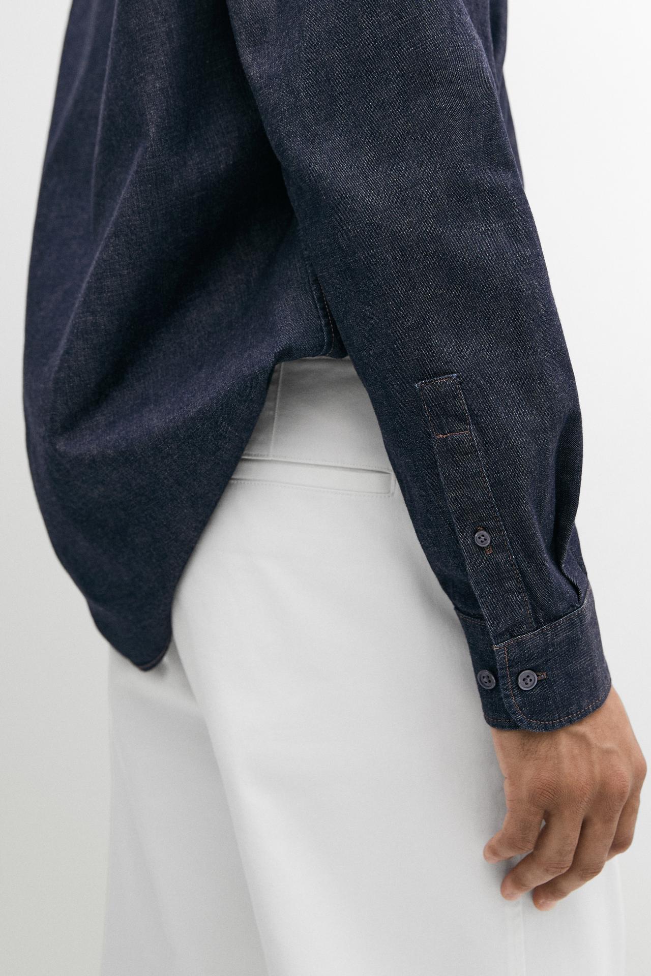 100% Cotton Regular Fit Denim Shirt — BLUE