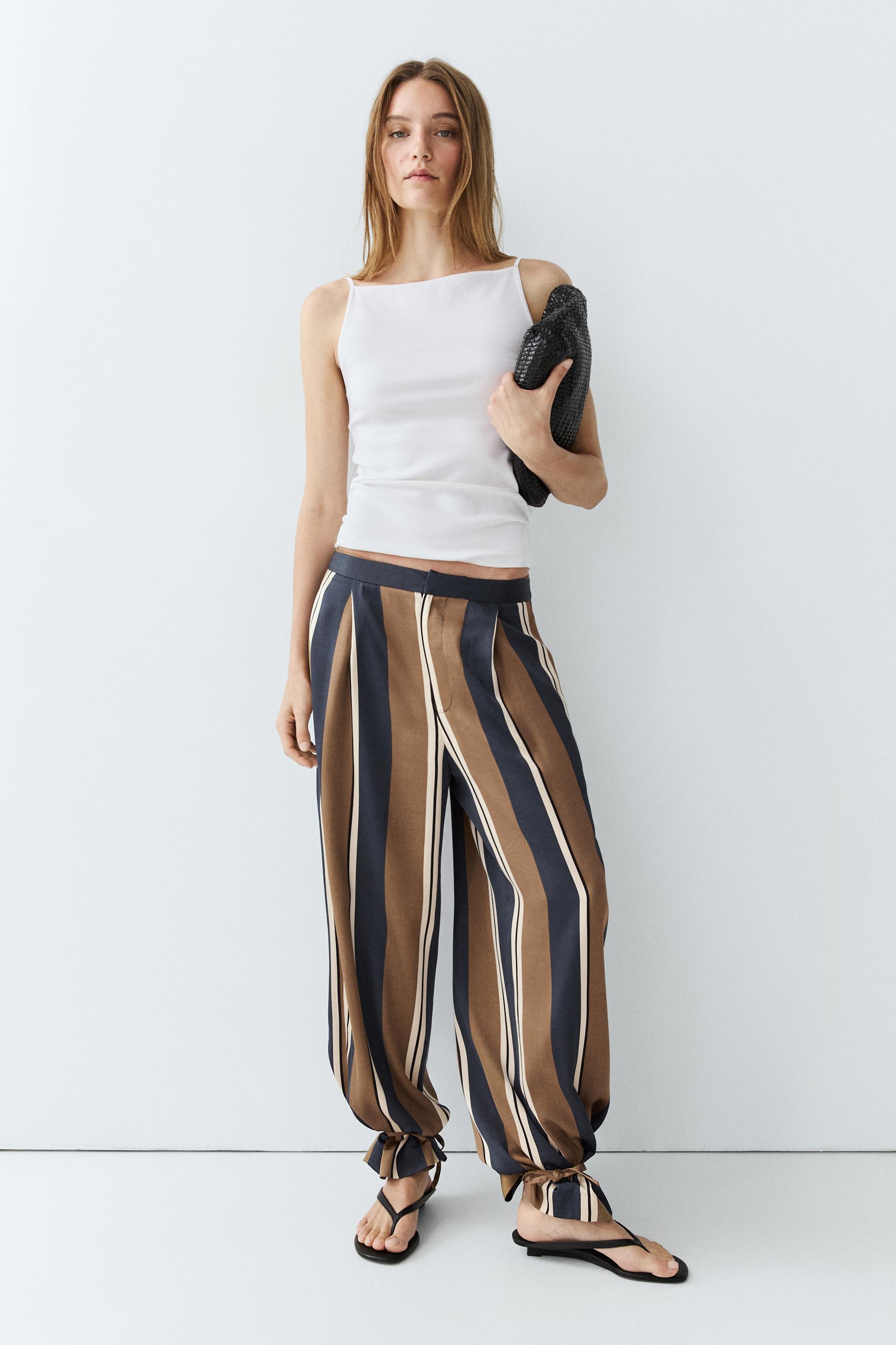 Satin pants with tie-up hem detail — ANTHRACITE GREY